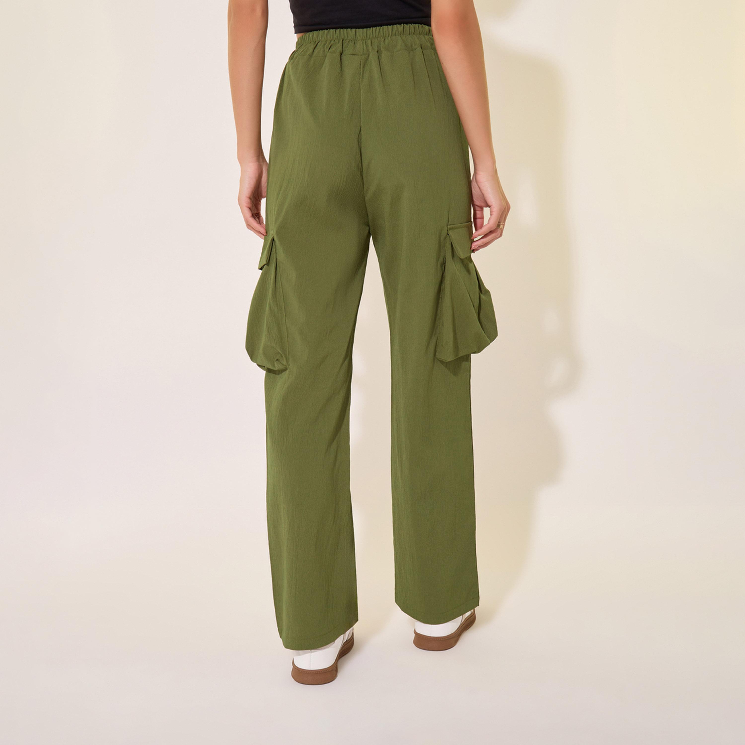 Take Two Solid Mid-Rise Regular Fit Cargo Pants-women-clothing-bottoms-trousers-image-4