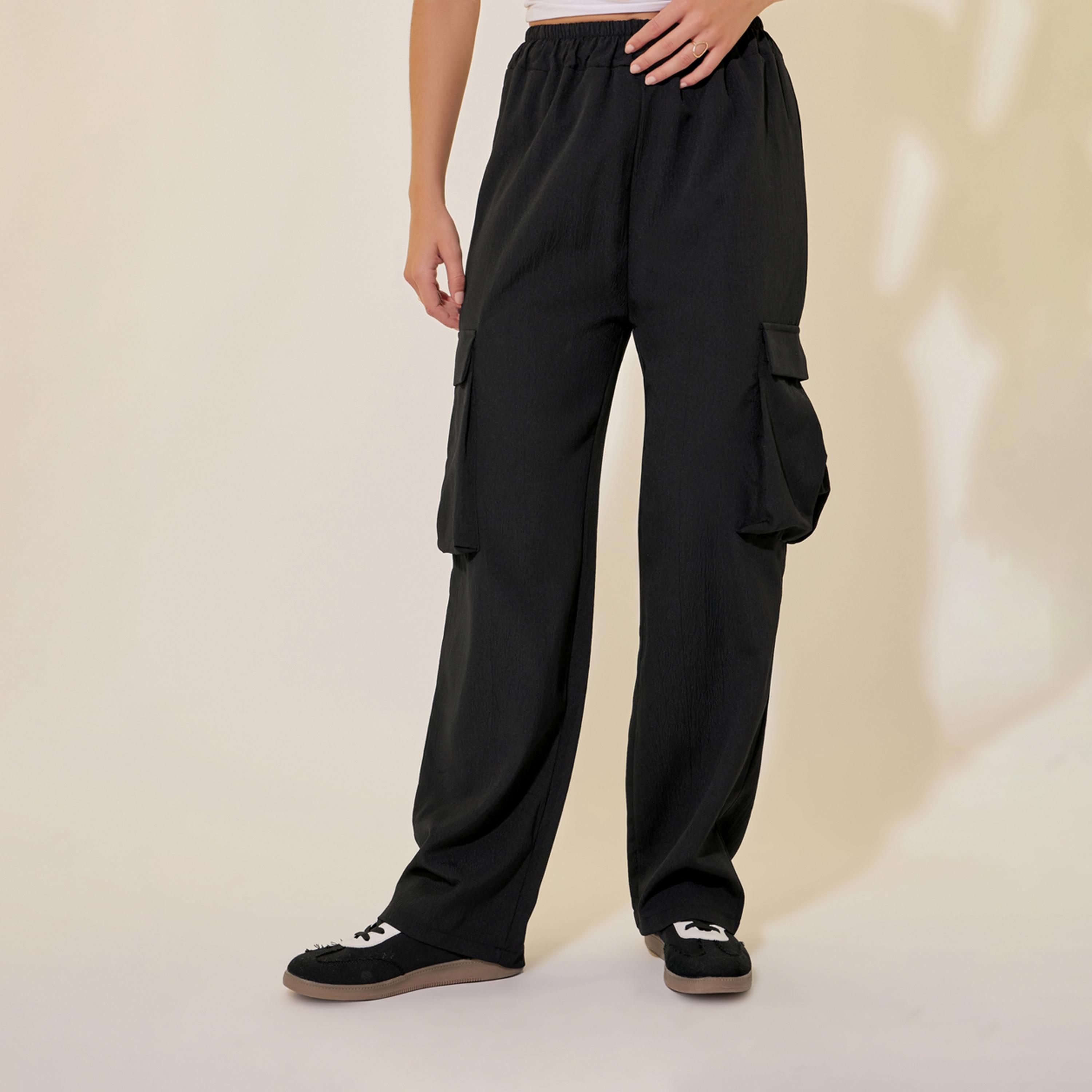 Take Two Solid Mid Rise Regular Fit Cargo Pants-women-clothing-bottoms-trousers-image-2