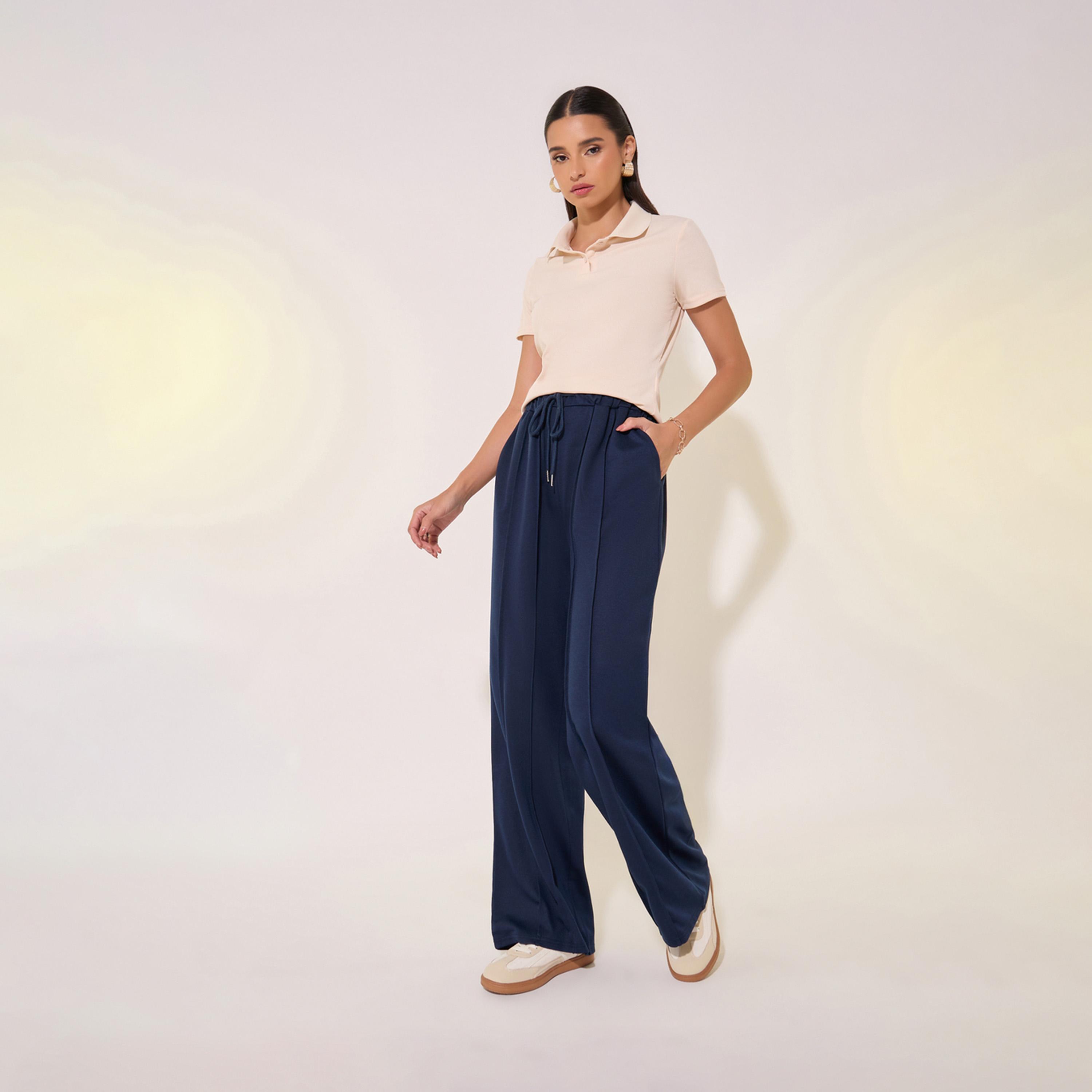 Take Two Solid Mid-Rise Wide Leg Pants with Pintuck Detail-women-clothing-bottoms-trousers-image-1