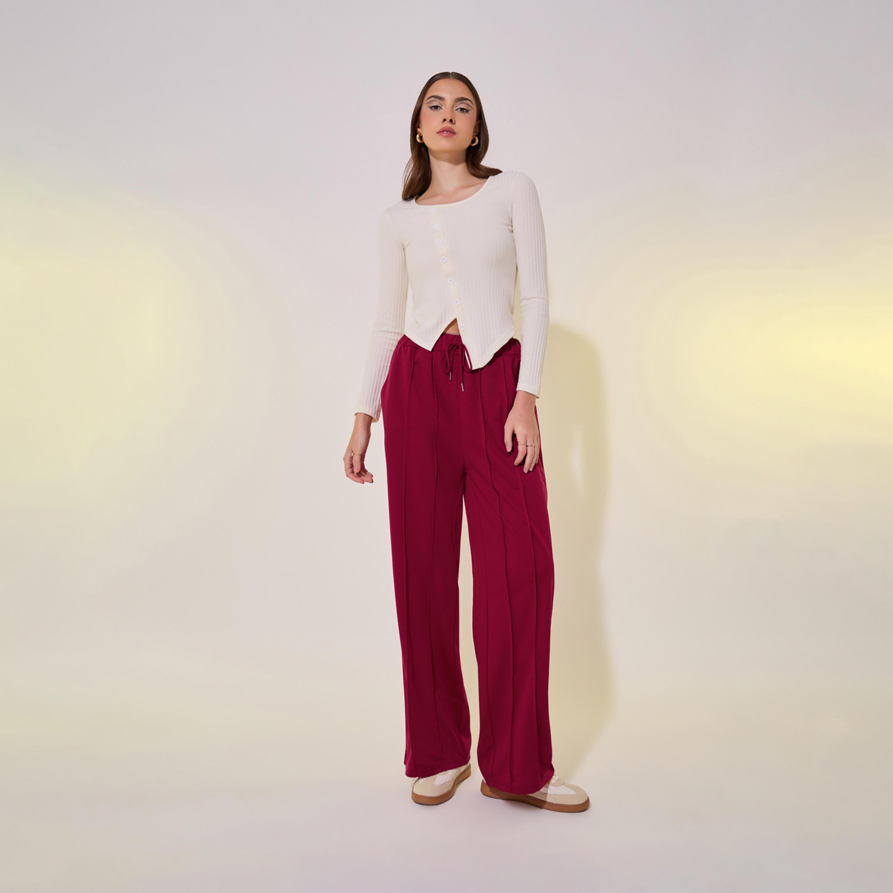 Take Two Solid Mid-Rise Wide Leg Pants with Pintuck Detail-women-clothing-bottoms-trousers-image-1