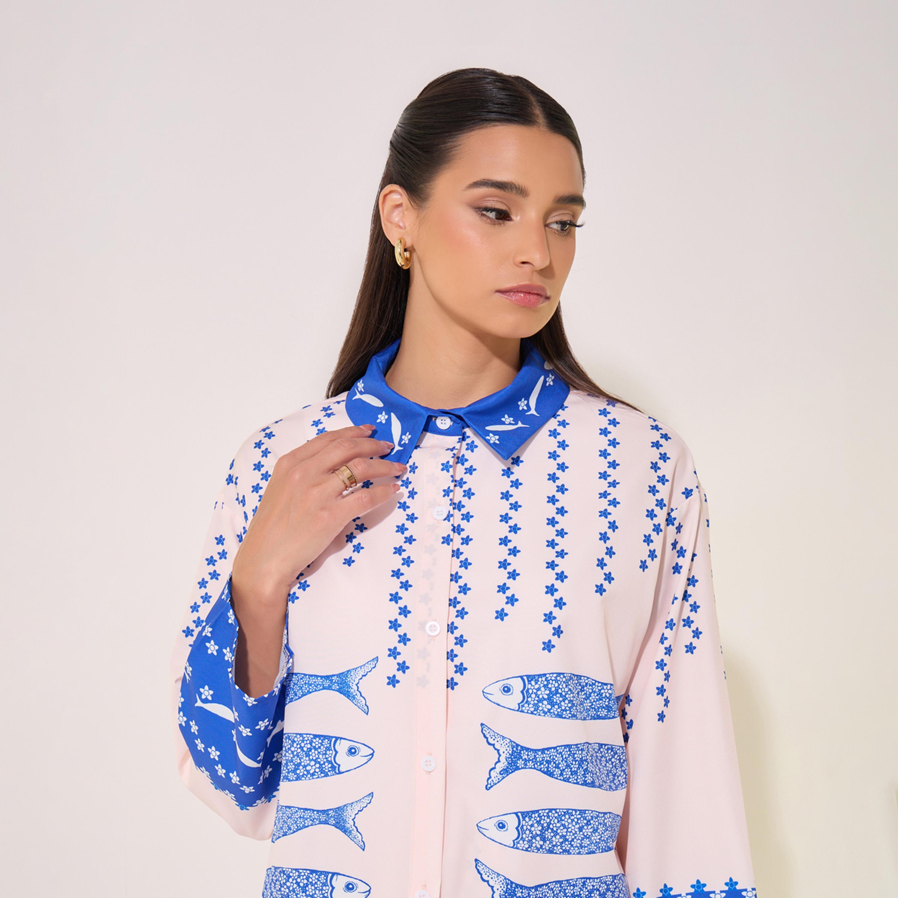 Take Two All-Over Print Oversized Shirt and Wide Leg Pants Co-Ords-women-clothing-coordsets-image-4