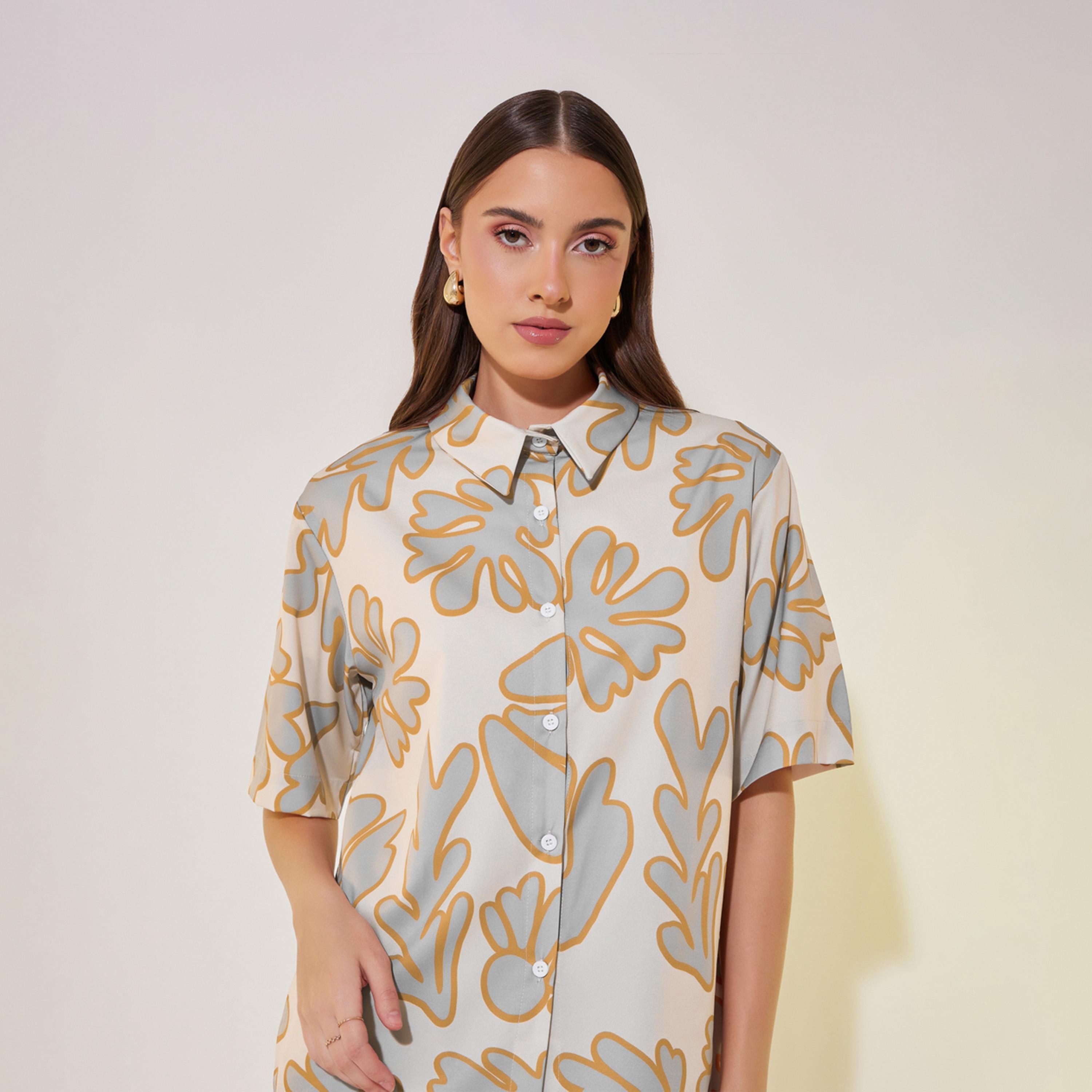 Take Two Floral Print Short Sleeve Shirt and Relaxed Fit Pants Co-Ords-women-clothing-coordsets-image-5
