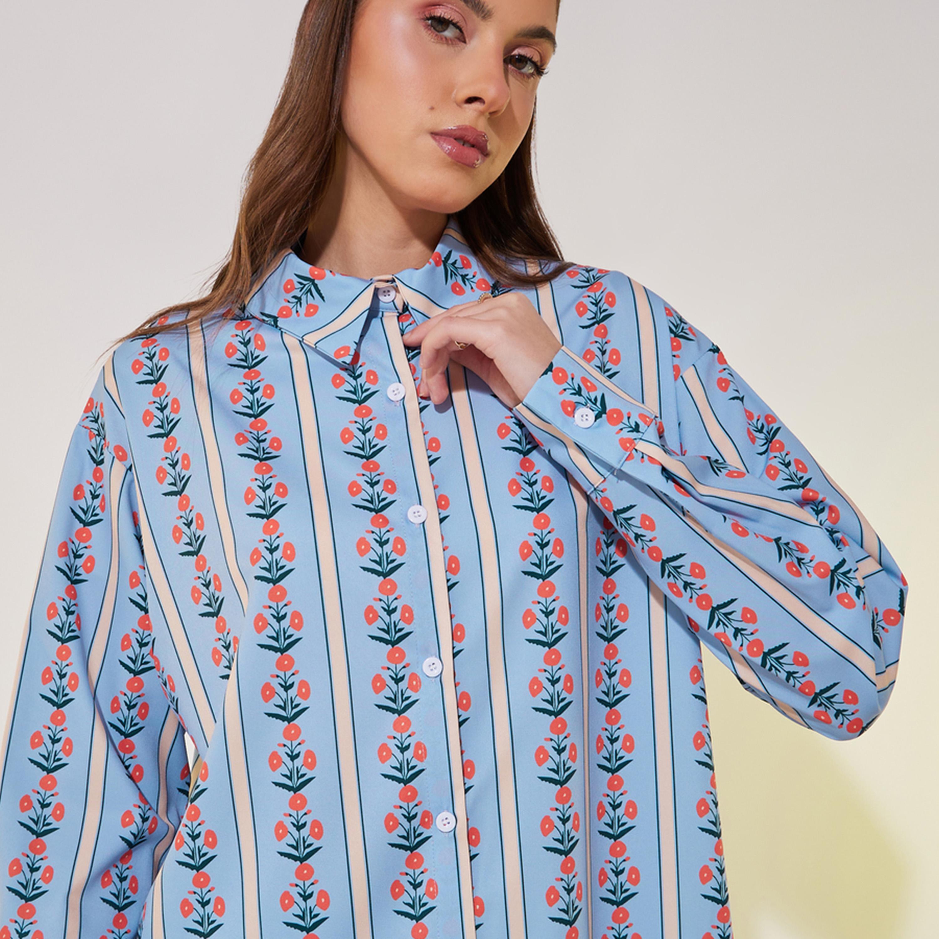 طقم منسق من بنطال بأرجل واسعة وبلوزة فضفاضة-women-clothing-coordsets-image-3