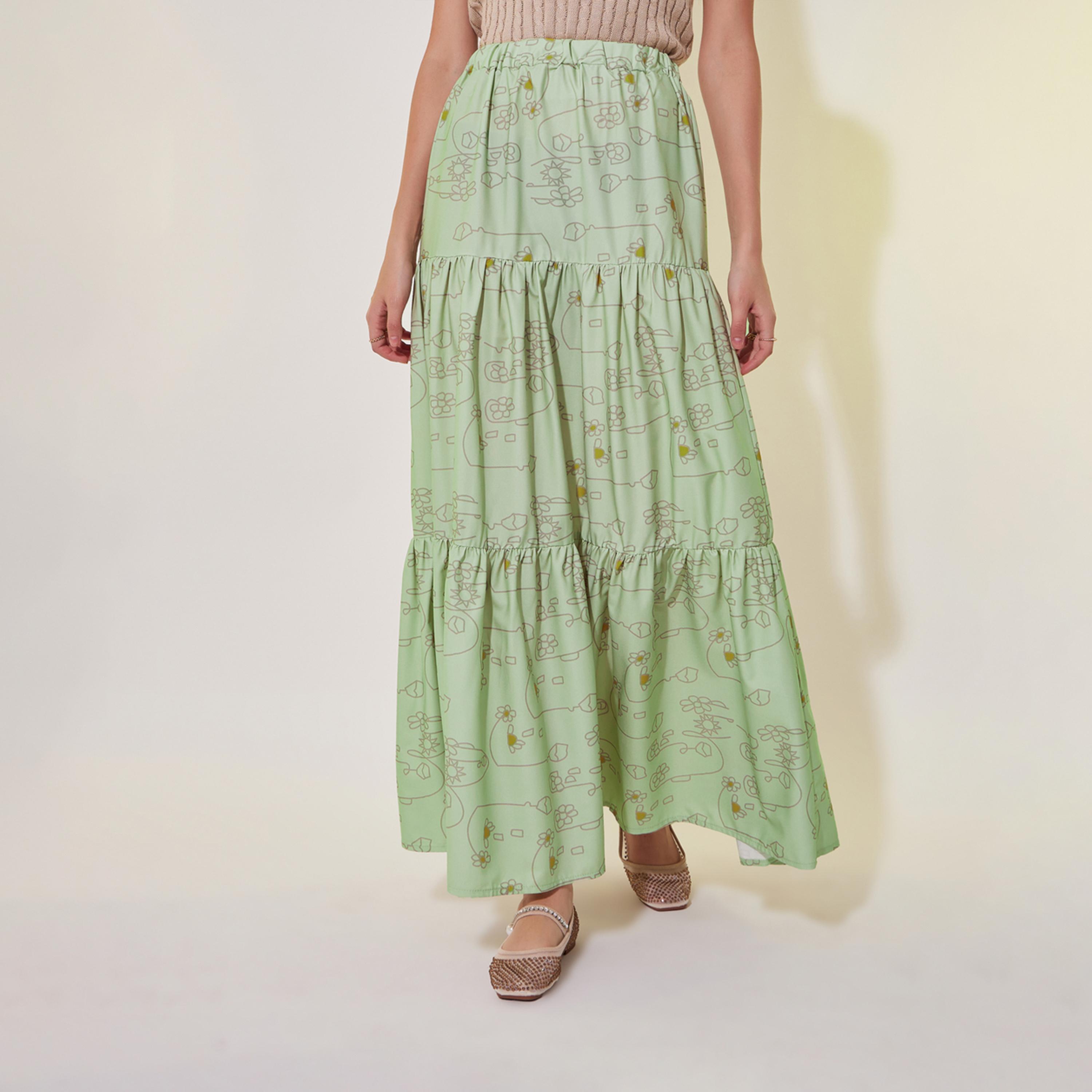 Take Two Floral Print Mid Rise Tiered Maxi Skirt-women-clothing-bottoms-skirts-image-2