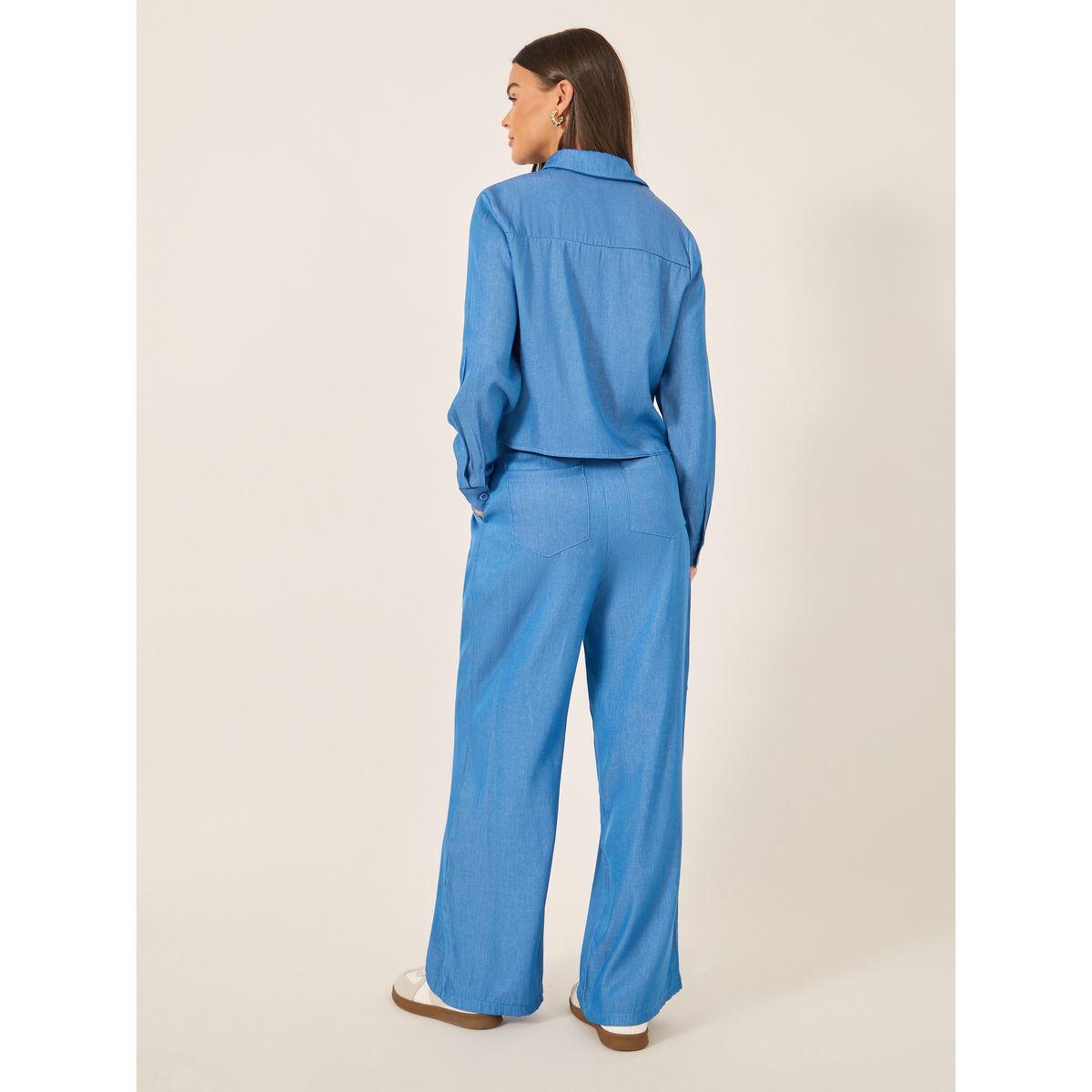 طقم منسق من بنطال بخصر بيبر باغ وبلوزة بأكمام طويلة-women-clothing-coordsets-image-5