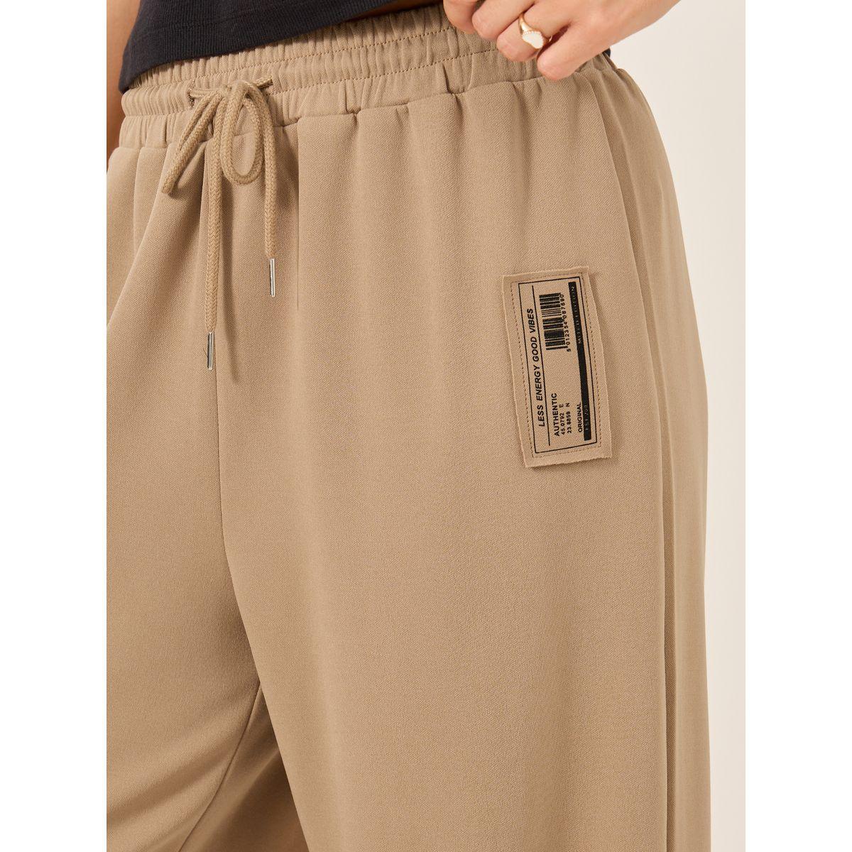 Styli Badge Detail Scuba Wide Leg Joggers-women-clothing-bottoms-joggers-image-3