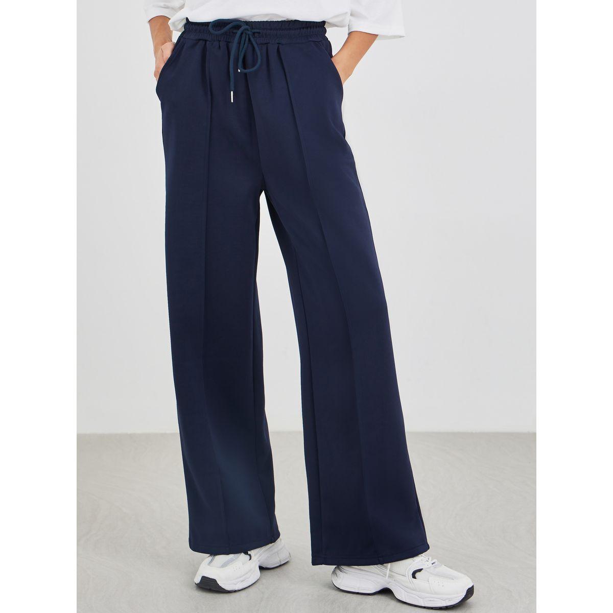 Styli Solid Pintuck Detail Scuba Joggers with Elasticated Waistband-women-clothing-bottoms-joggers-image-2