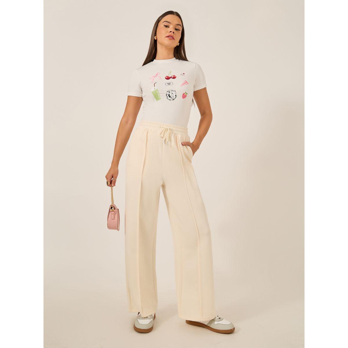 Styli Solid Pintuck Detail Scuba Joggers with Elasticated Waistband-women-clothing-bottoms-joggers-image-1