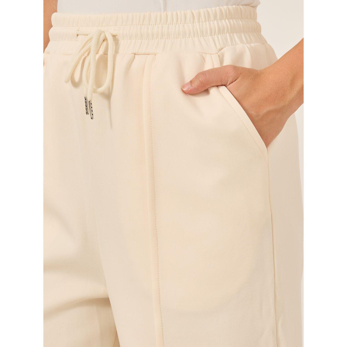 Styli Solid Pintuck Detail Scuba Joggers with Elasticated Waistband-women-clothing-bottoms-joggers-image-3