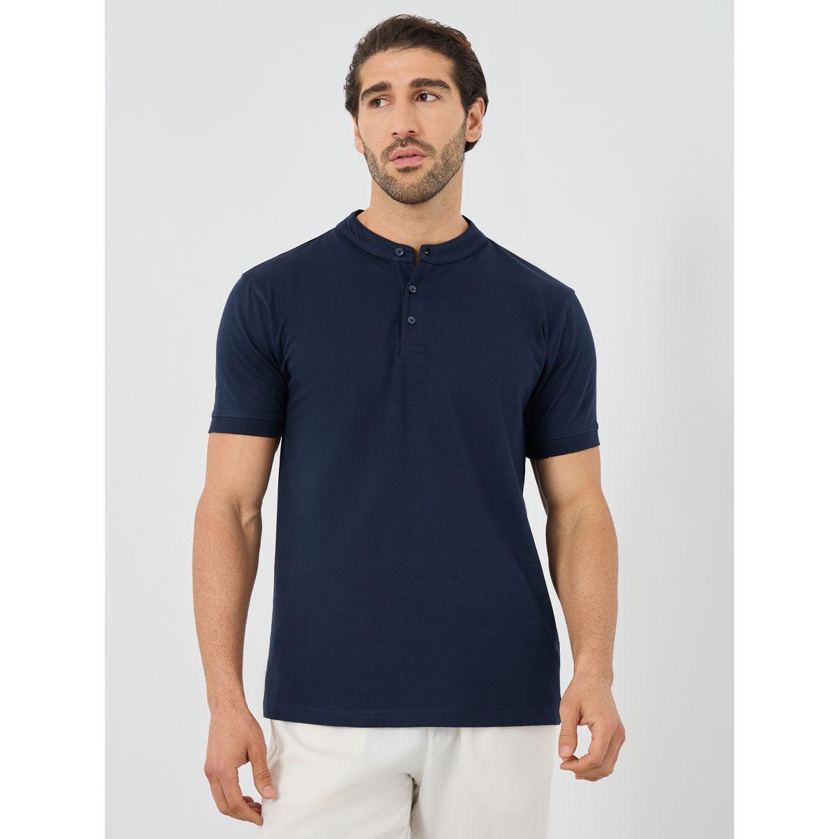 تيشيرت بولو بياقة ماندارين وأكمام قصيرة-men-clothing-tshirtsandpolos-polos-image-1