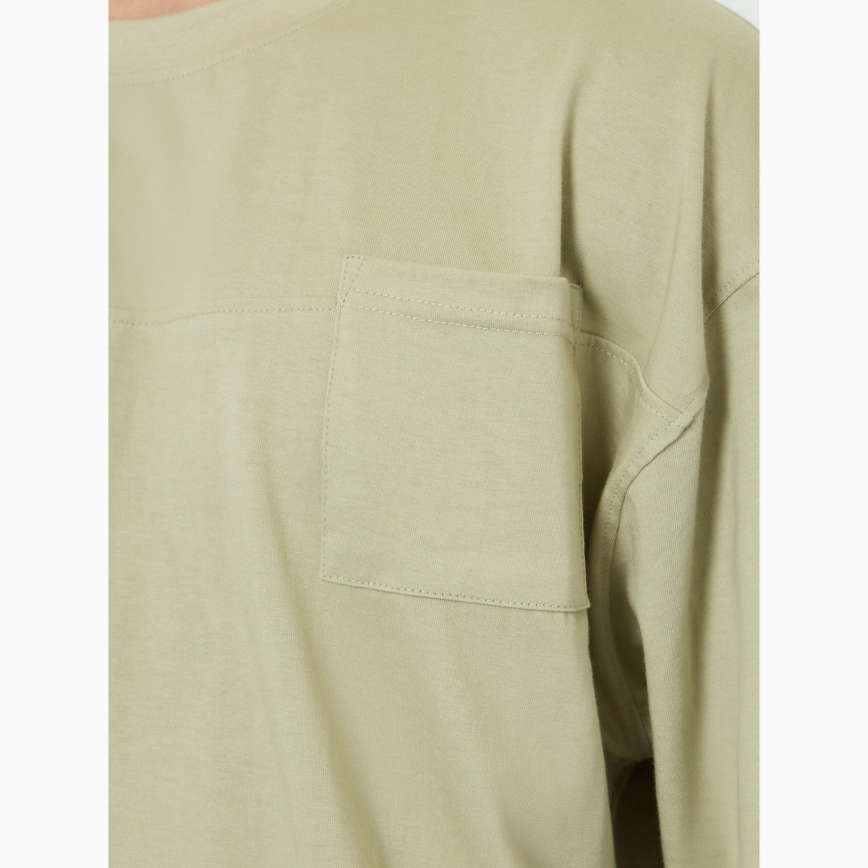 Styli Men Green Crew Neck Boxy Fit T-Shirt with Pocket-men-clothing-tshirtsandpolos-tshirts-image-5