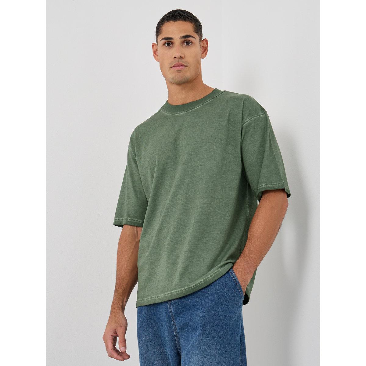 تيشيرت بنسيج جيرسي مع تفاصيل مشطوفة-men-clothing-tshirtsandpolos-tshirts-image-1