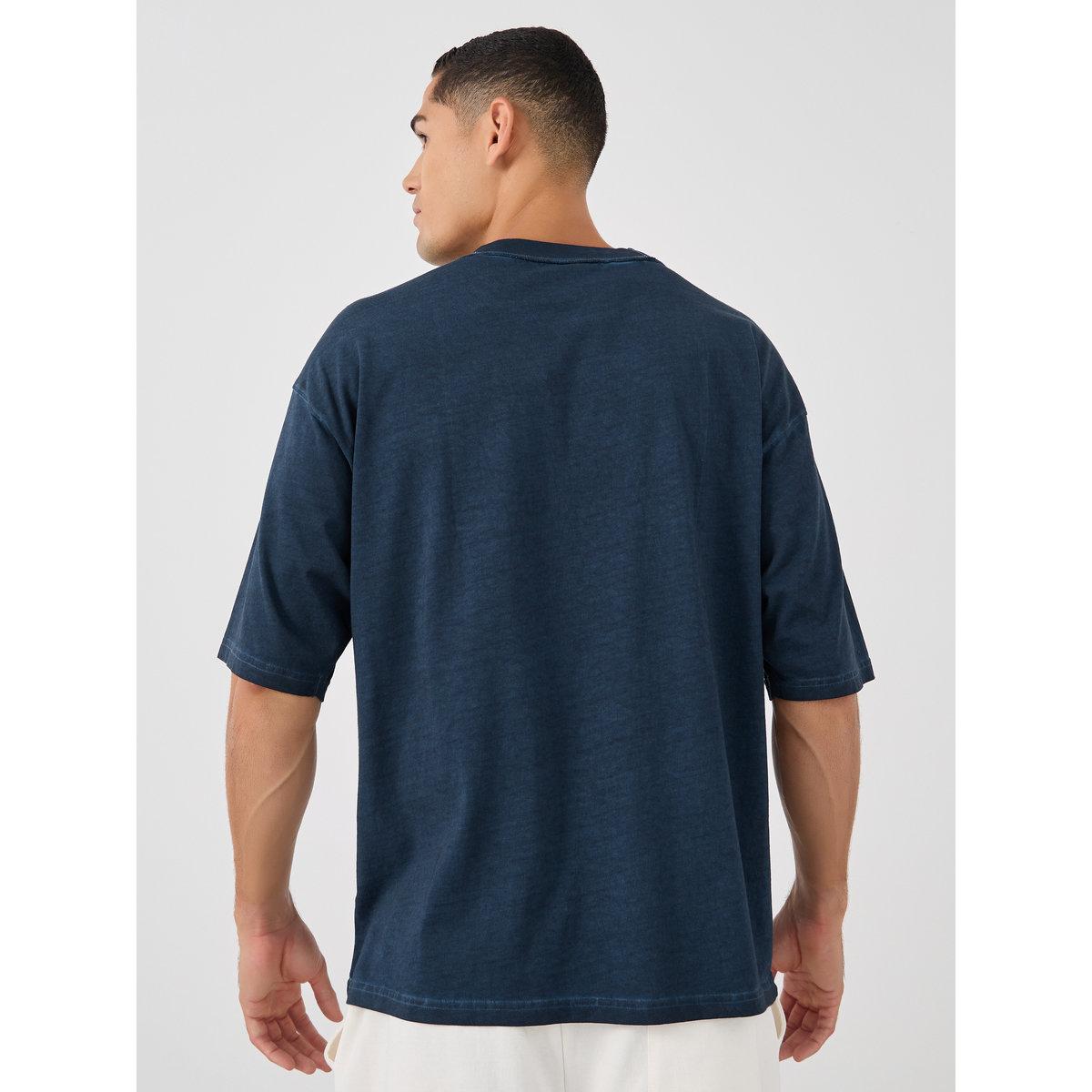 Styli Dark Blue Mock Neck Washed Heavy Jersey T-Shirt-men-clothing-tshirtsandpolos-tshirts-image-4