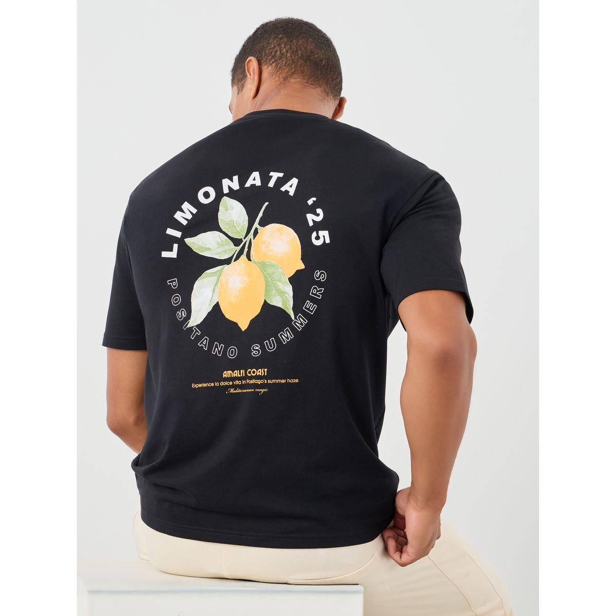 تيشيرت فضفاض بأكمام قصيرة وطبعة جرافيك-men-clothing-tshirtsandpolos-tshirts-image-1