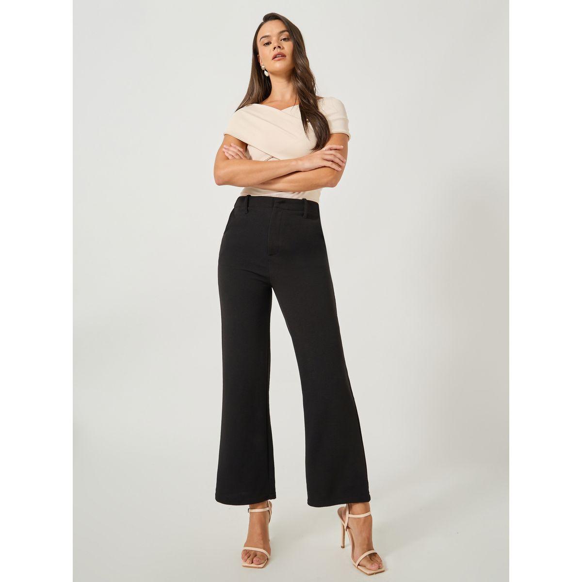 بنطال سادة بخصر منخفض وأرجل واسعة-women-clothing-bottoms-trousers-image-1