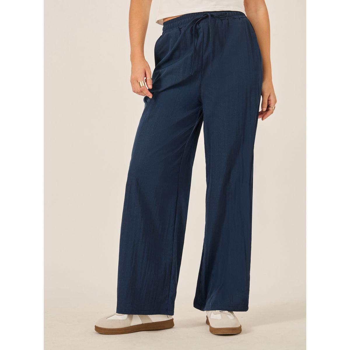 Styli Plain Drawstring Waist Wide Leg Pants-women-clothing-bottoms-trousers-image-2