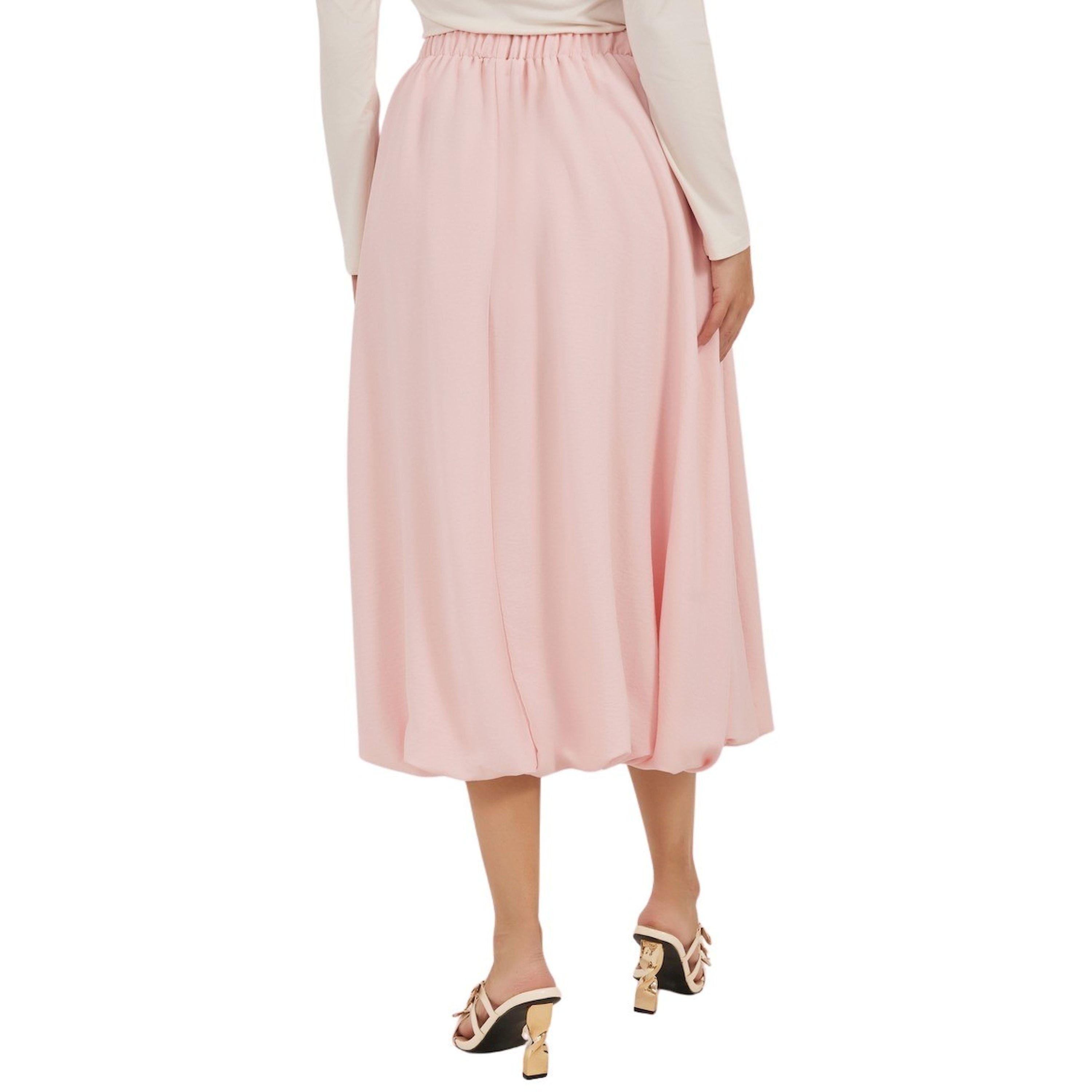 Styli Pink Solid Balloon Midi Skirt with Elastic Waistband-women-clothing-bottoms-skirts-image-4