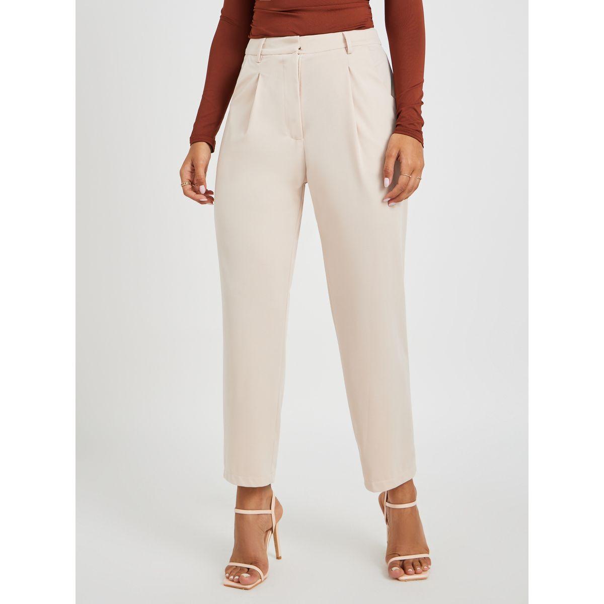 بنطال سادة بقصة مستدقة وفتحات حزام-women-clothing-bottoms-trousers-image-2