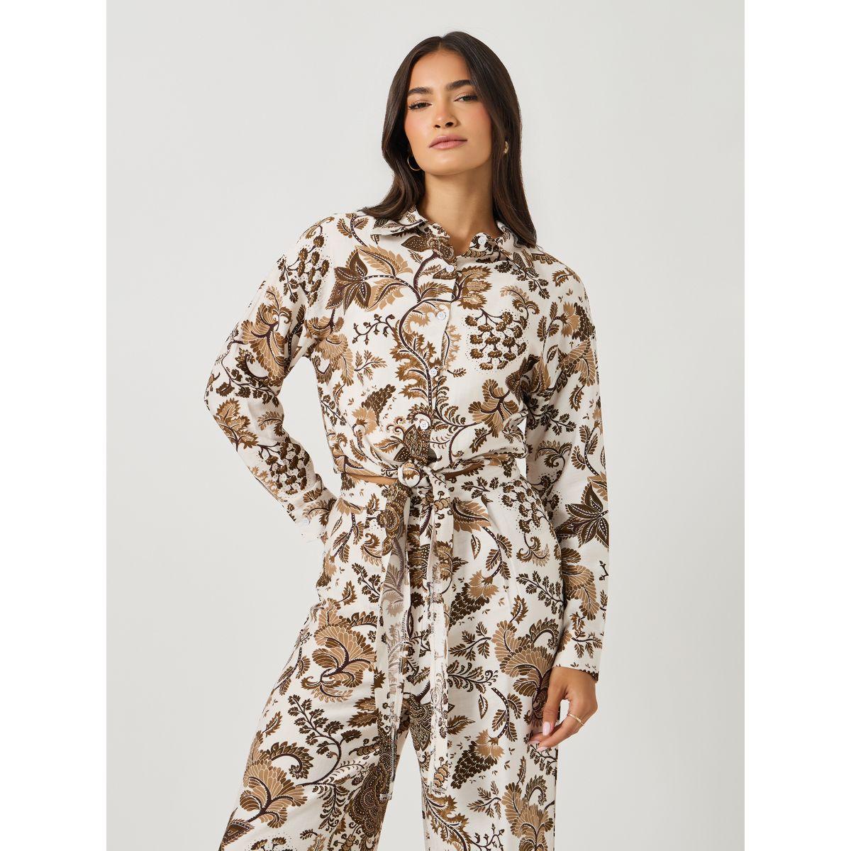 طقم منسق من بنطال بأرجل واسعة وبلوزة بياقة سبريد-women-clothing-coordsets-image-2