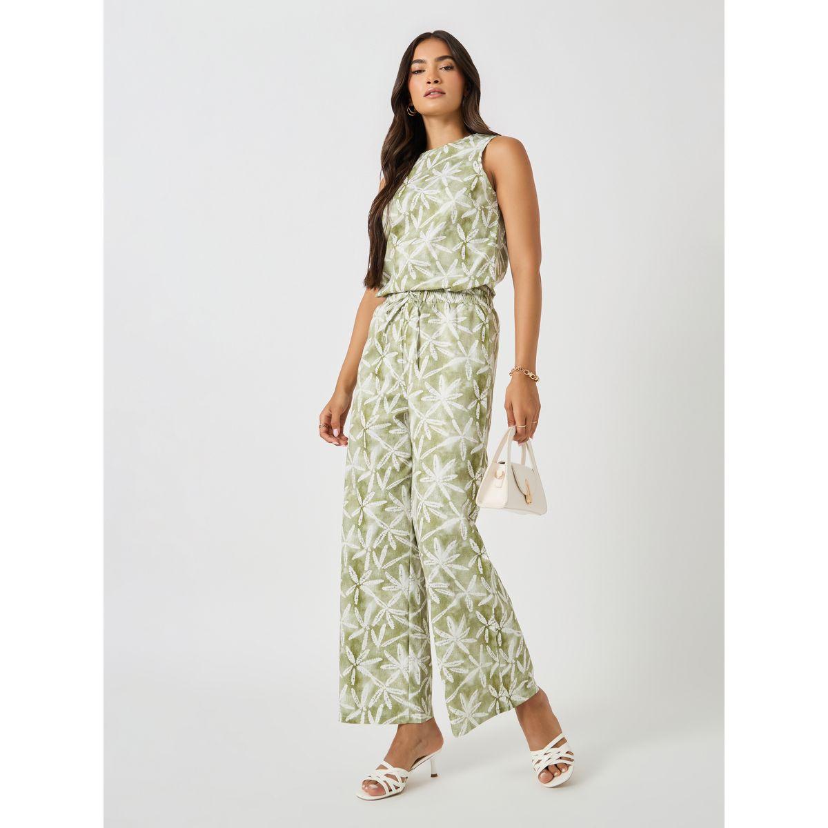 Styli All-Over Print Sleeveless Top and Wide Leg Pants Co-Ords-women-clothing-coordsets-image-1