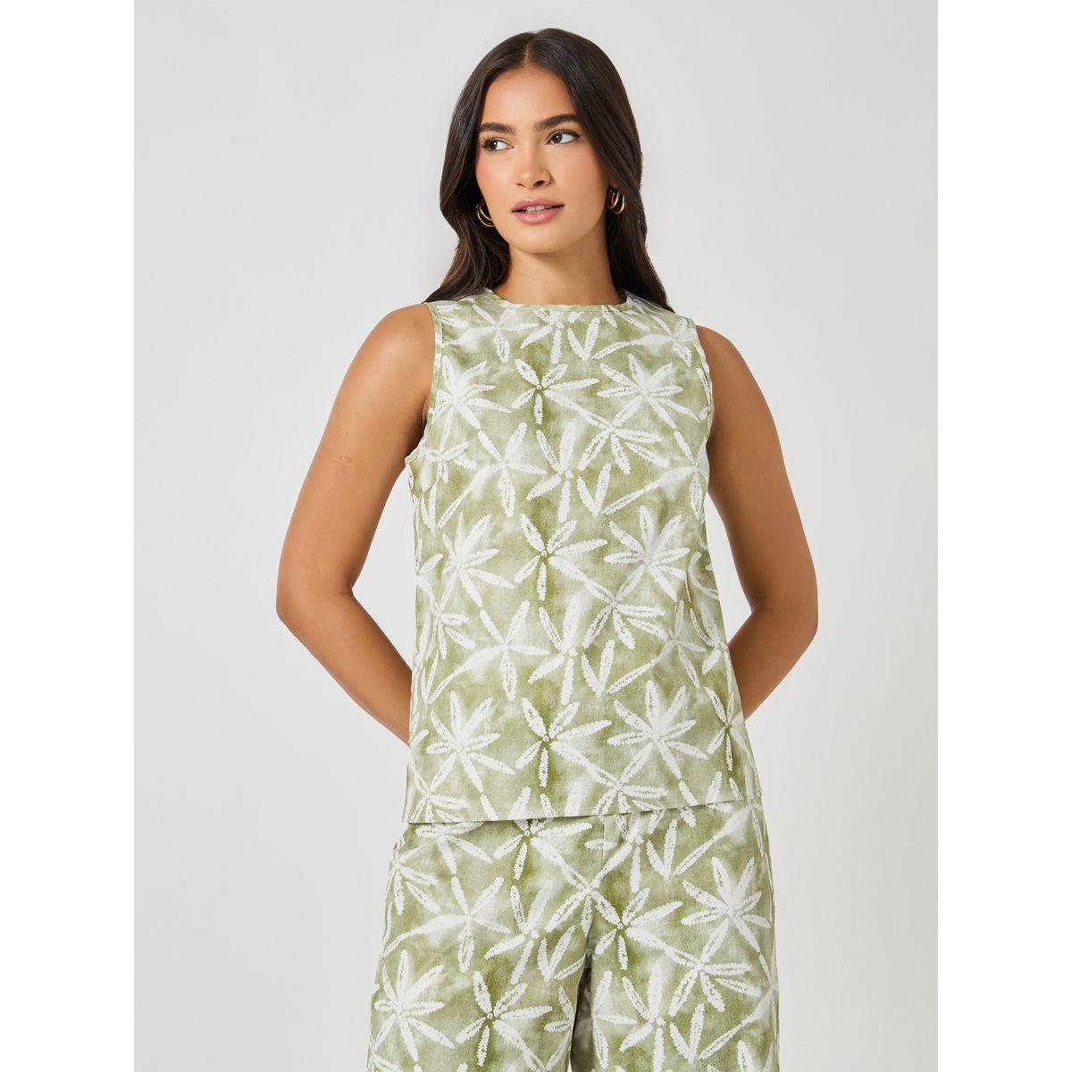 Styli All-Over Print Sleeveless Top and Wide Leg Pants Co-Ords-women-clothing-coordsets-image-2