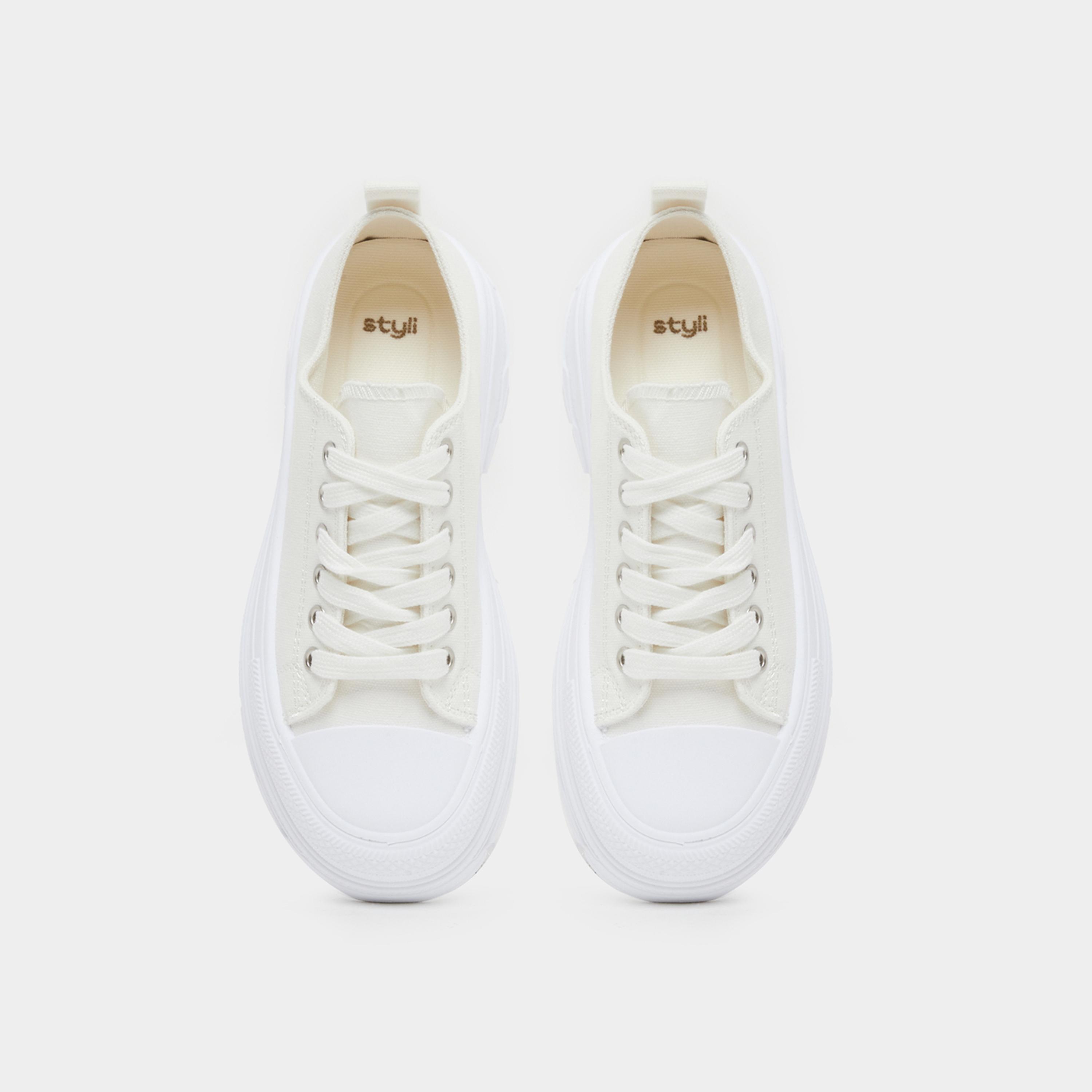 Styli Two Tone Cap Toe Platform Sneakers with Back Pull Tab-women-shoes-sneakers-image-5