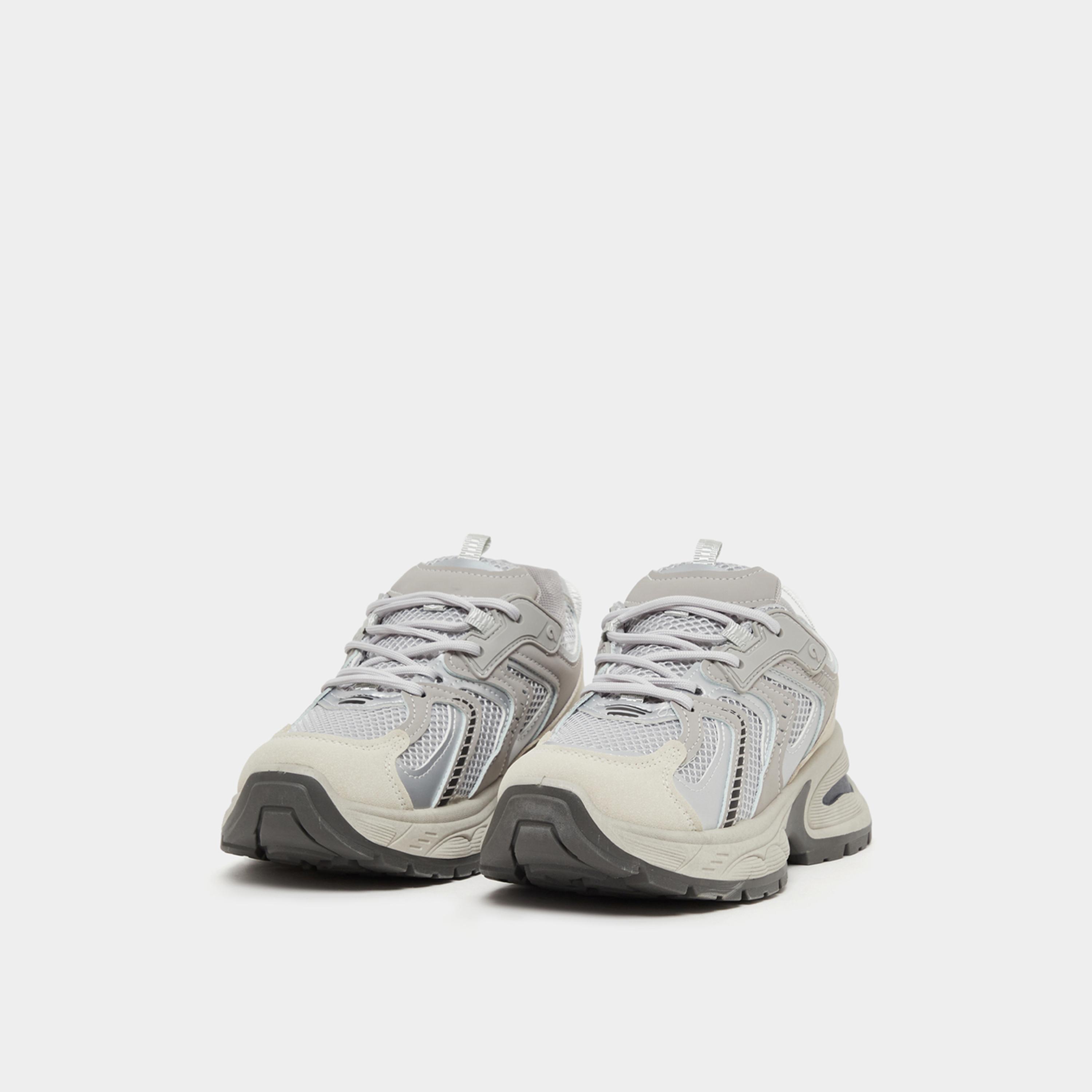 Styli Metallic Panel Chunky Sole Lace-Up Sneakers-women-shoes-sneakers-image-2