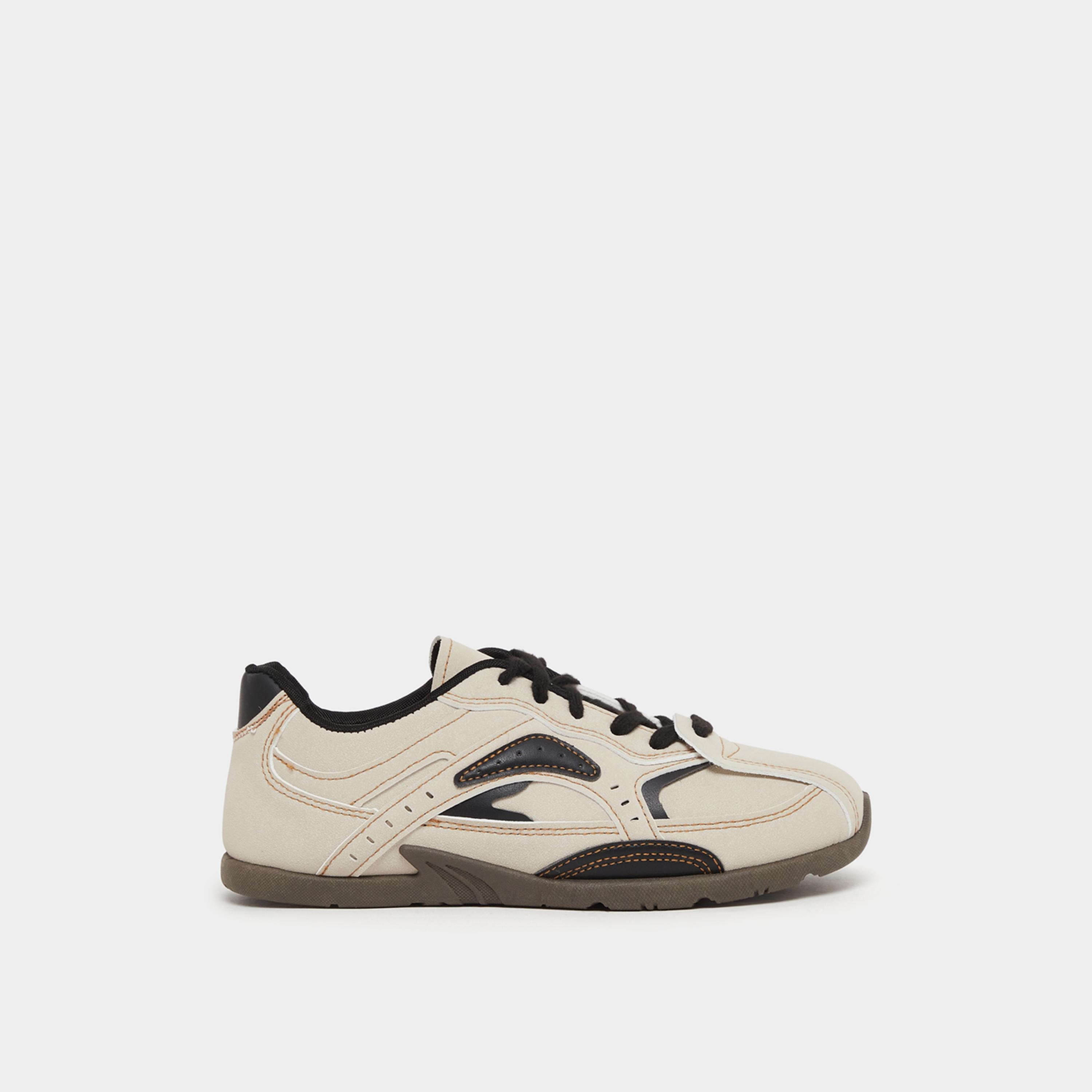 Styli Panelled Tritone Lace-Up Sneakers-women-shoes-sneakers-image-1
