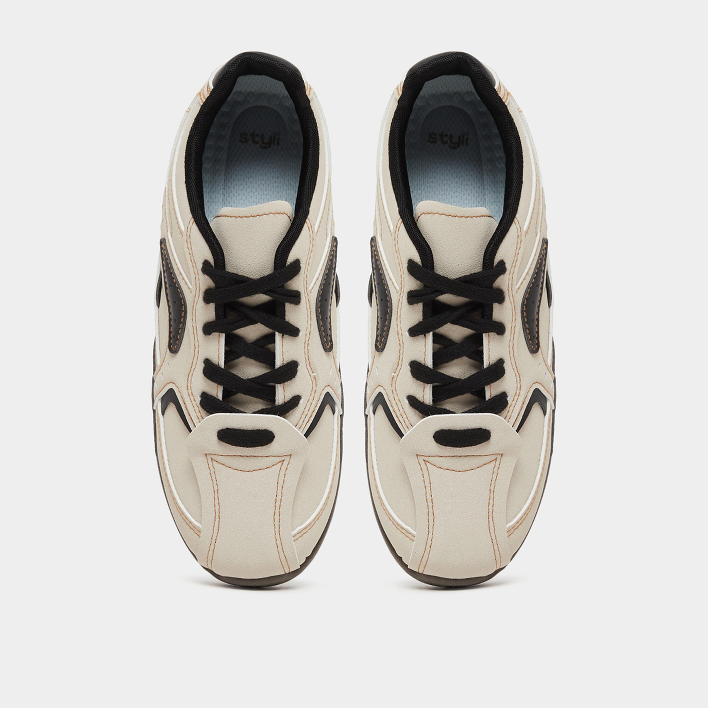 Styli Panelled Tritone Lace-Up Sneakers-women-shoes-sneakers-image-5