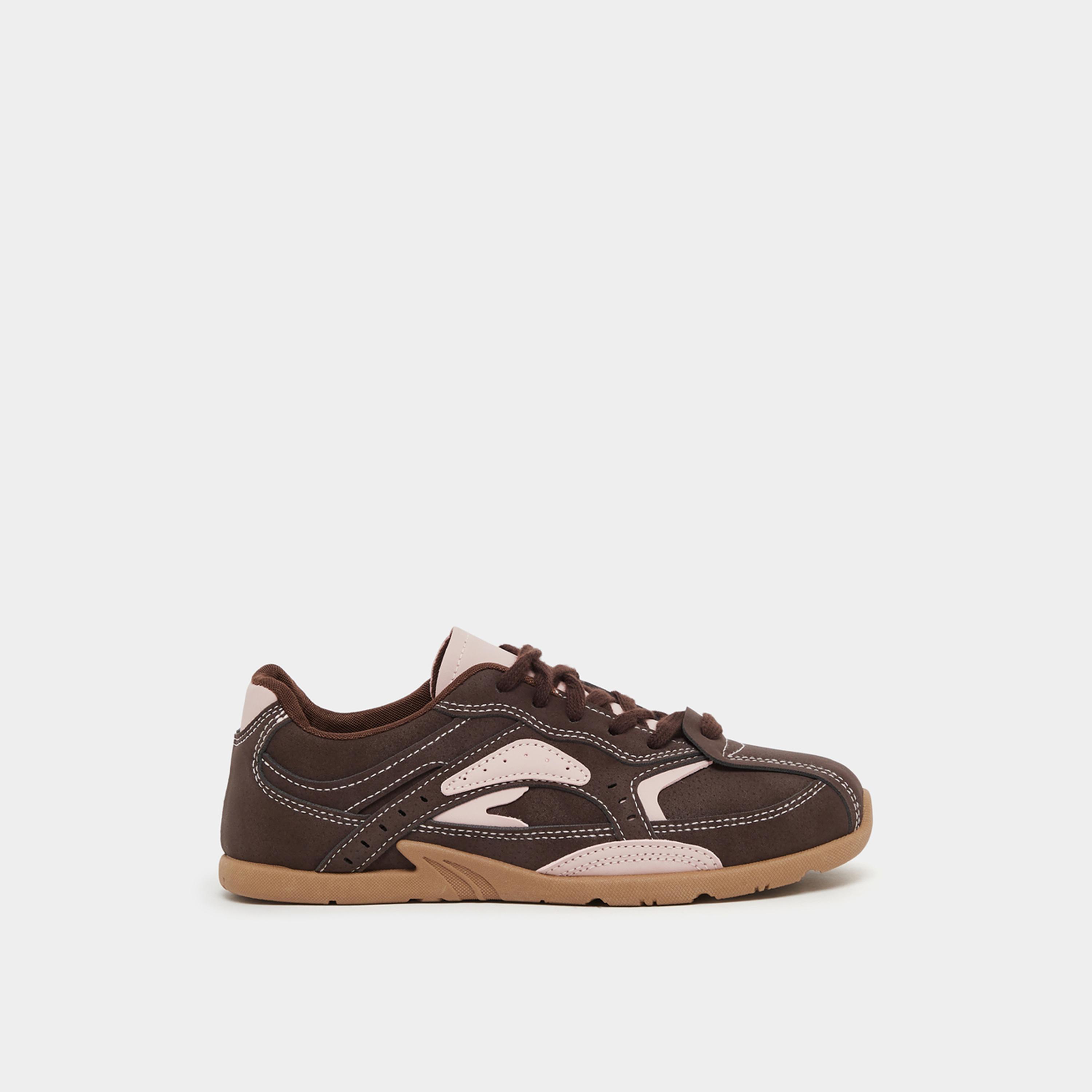 Styli Panelled Tritone Lace-Up Sneakers-women-shoes-sneakers-image-2