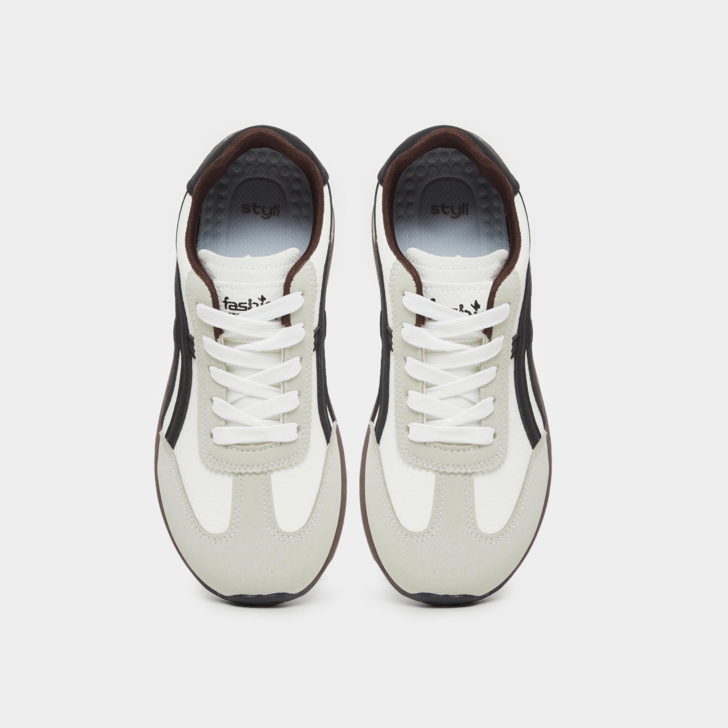 Styli Color Block Contrast Lined Lace-Up Sneakers-women-shoes-sneakers-image-5