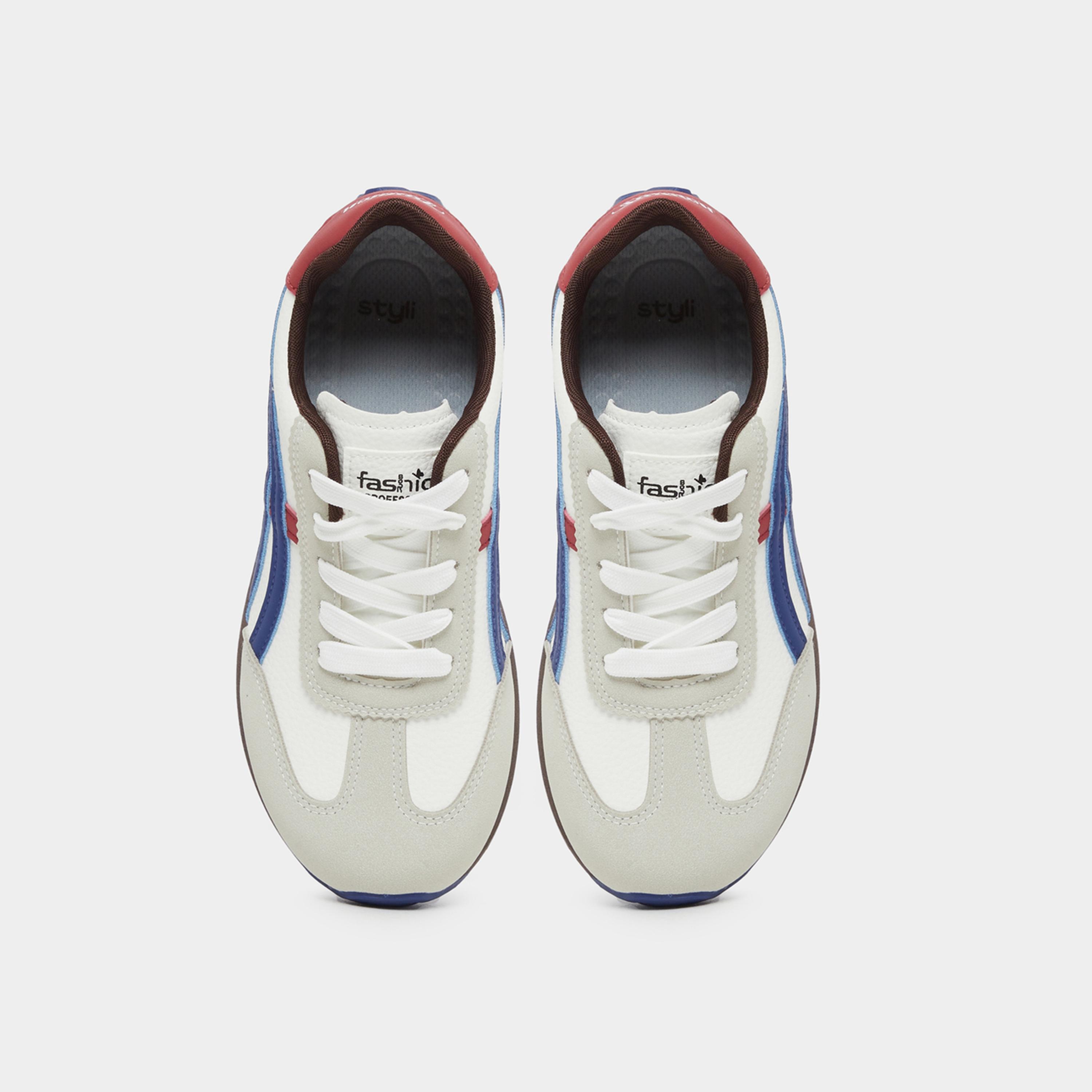 Styli Color Block Contrast Lined Lace-Up Sneakers-women-shoes-sneakers-image-5