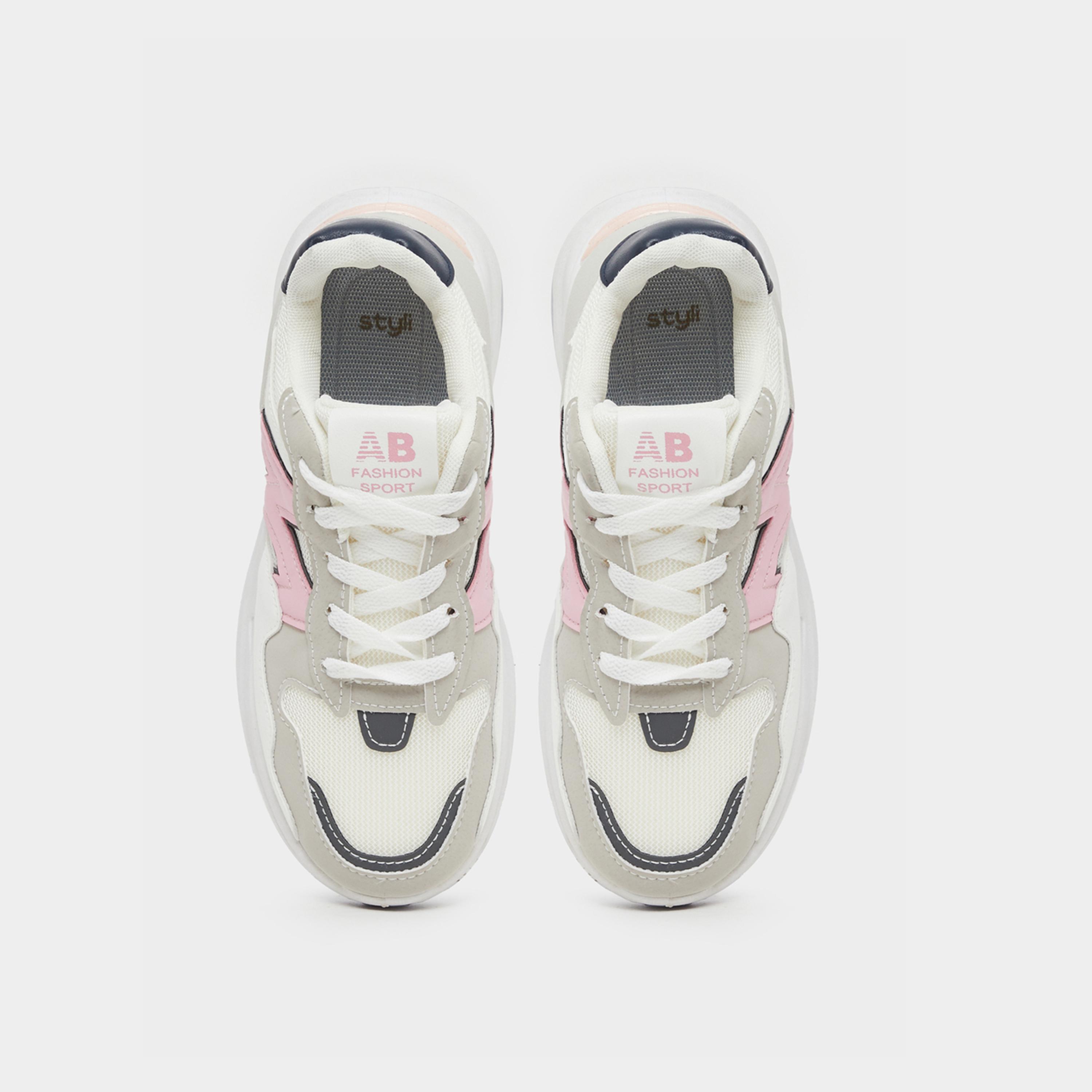 ستايلي - حذاء رياضي بألوان متباينة ذو مقدمة دائرية ورباط-women-shoes-sneakers-image-5