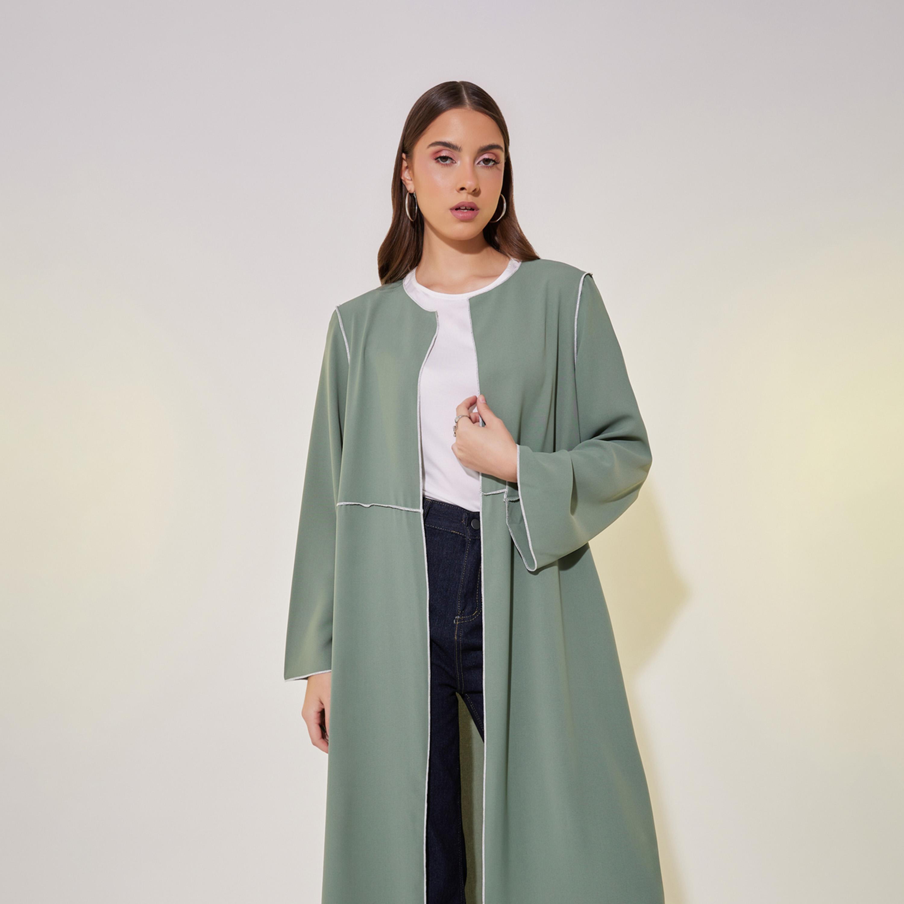 كيمونو بقصة عادية وتفاصيل درزات مُتباينة-women-arabicclothing-abayas-image-3