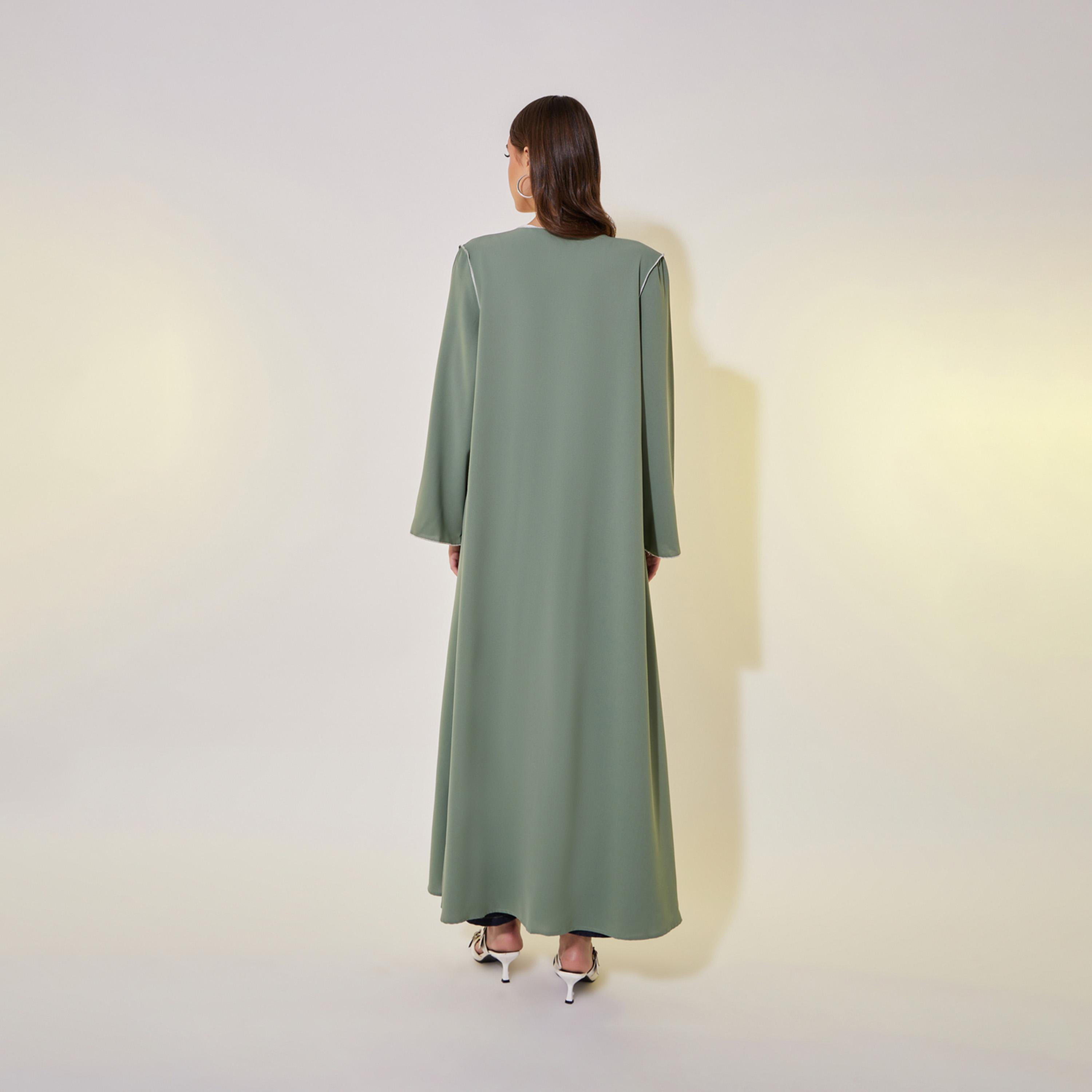 Styli Contrast Stitching Detail Regular Fit Abaya-women-arabicclothing-abayas-image-6