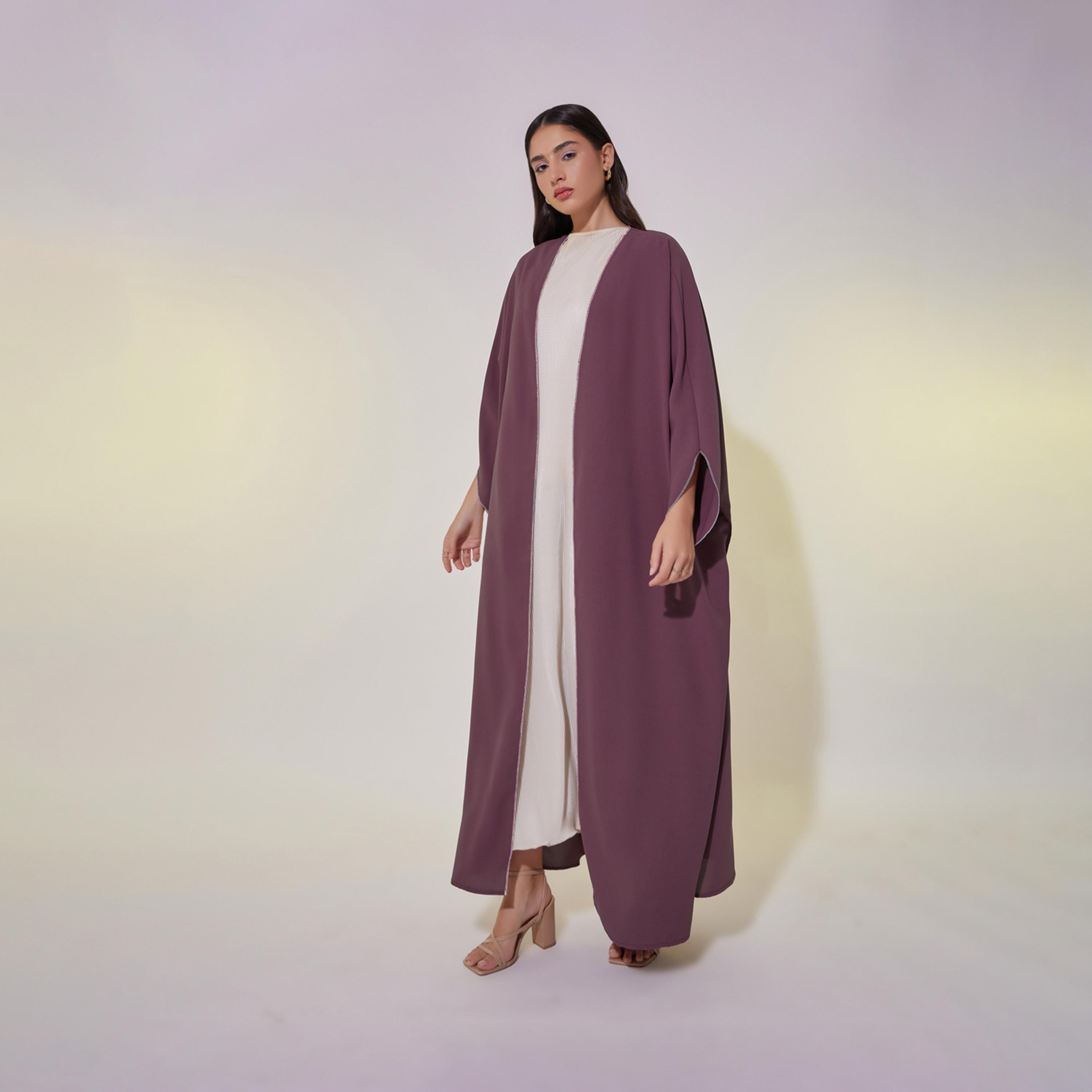 كيمونو طويل بأكمام وطواطية وتفاصيل مدروزة-women-arabicclothing-abayas-image-1