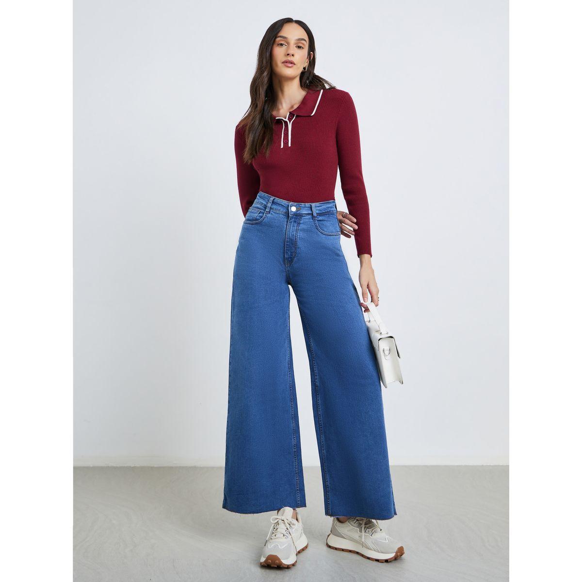 Styli Mid Rise Solid Stretchable Straight Fit Jeans-women-clothing-bottoms-jeans-image-1