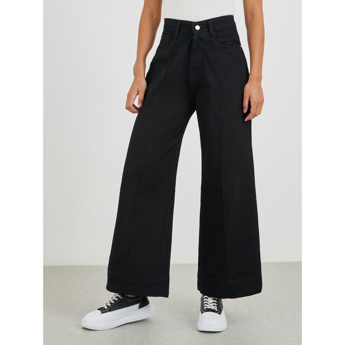 Styli Solid Wide Leg Jeans with Pintuck Detail-women-clothing-bottoms-jeans-image-2