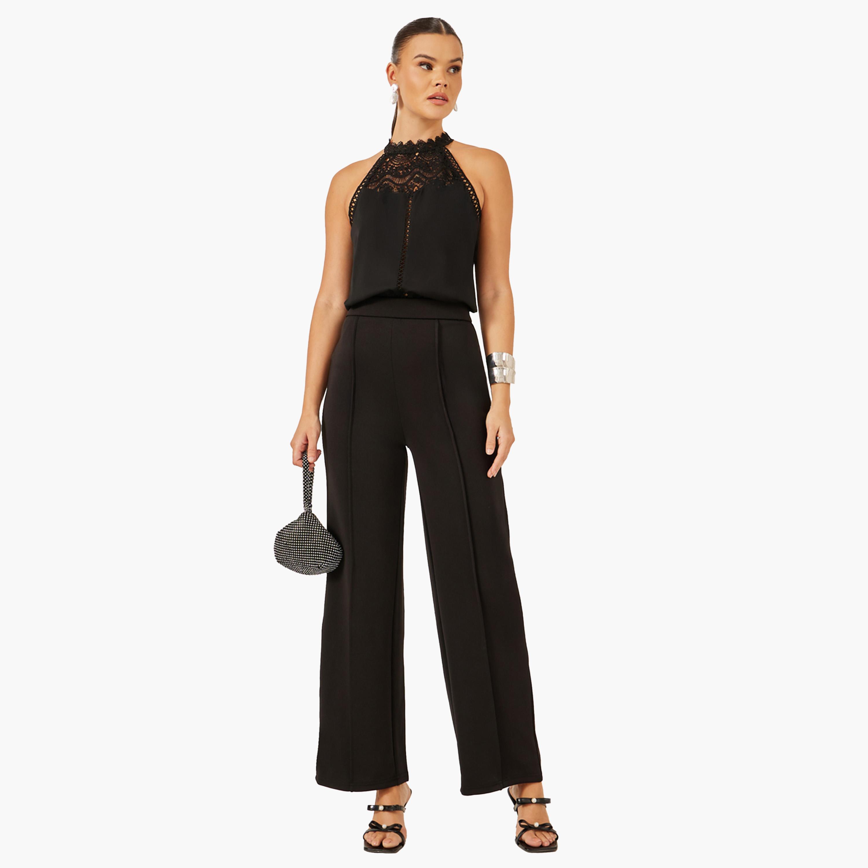 ستايلي-  بلوزة بدون أكمام بتفاصيل دانتيل باللون الأسود-women-clothing-shirtsandblouses-blouses-image-3