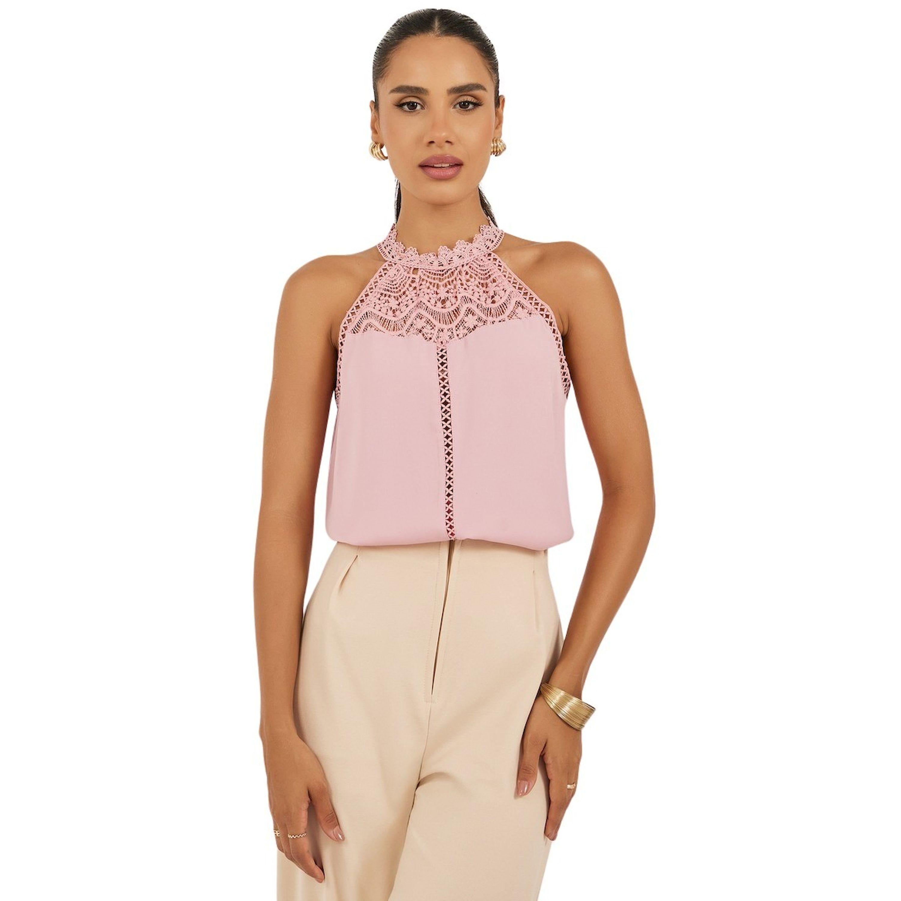 Styli Lace Detail High Neck Cami Top-women-clothing-tshirts-image-1