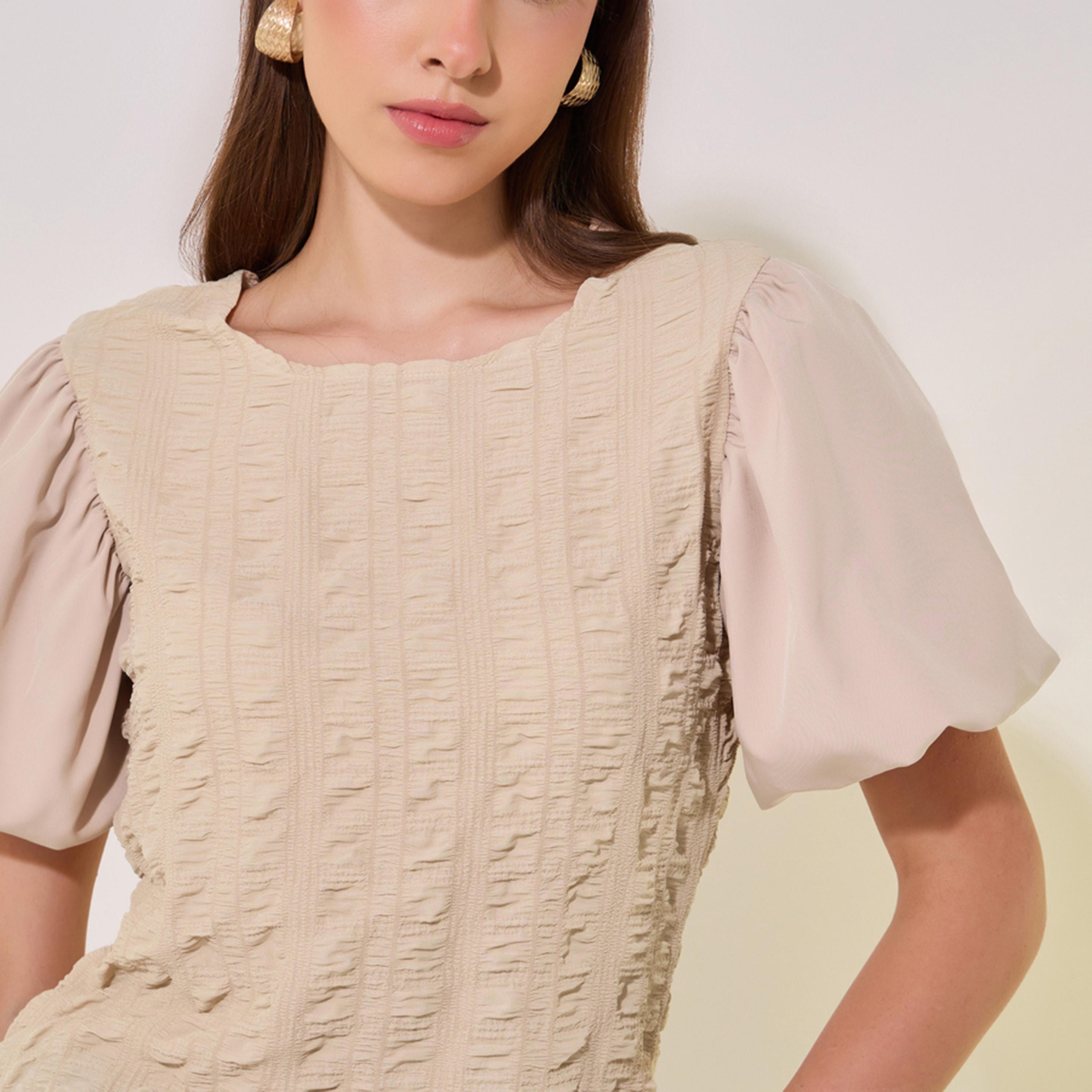 Take Two Textured Puff Sleeve Regular Fit Top-women-clothing-shirtsandblouses-blouses-image-4