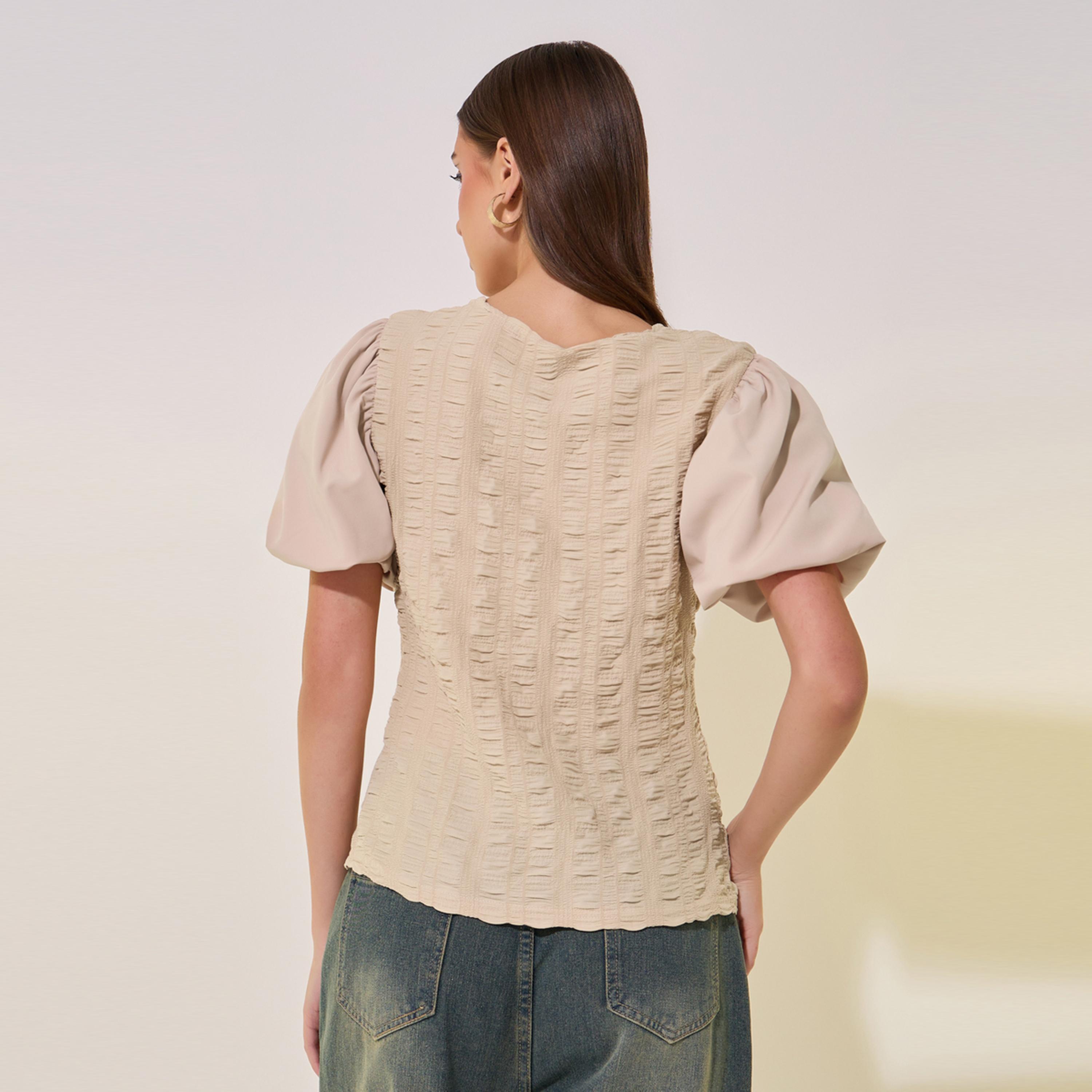 Take Two Textured Puff Sleeve Regular Fit Top-women-clothing-shirtsandblouses-blouses-image-6