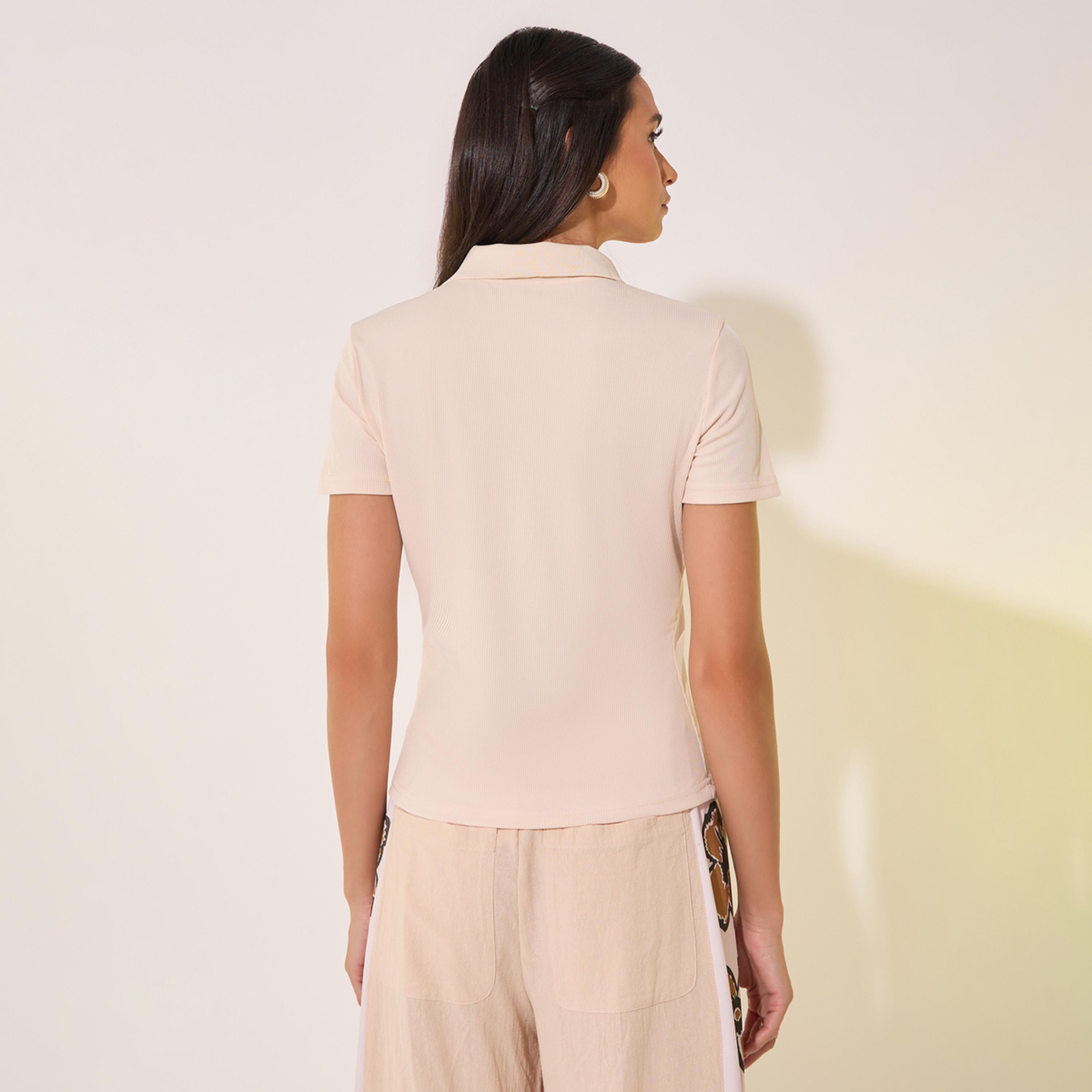 Take Two Textured Regular Fit Polo Neck T-Shirt-women-clothing-tshirts-image-6