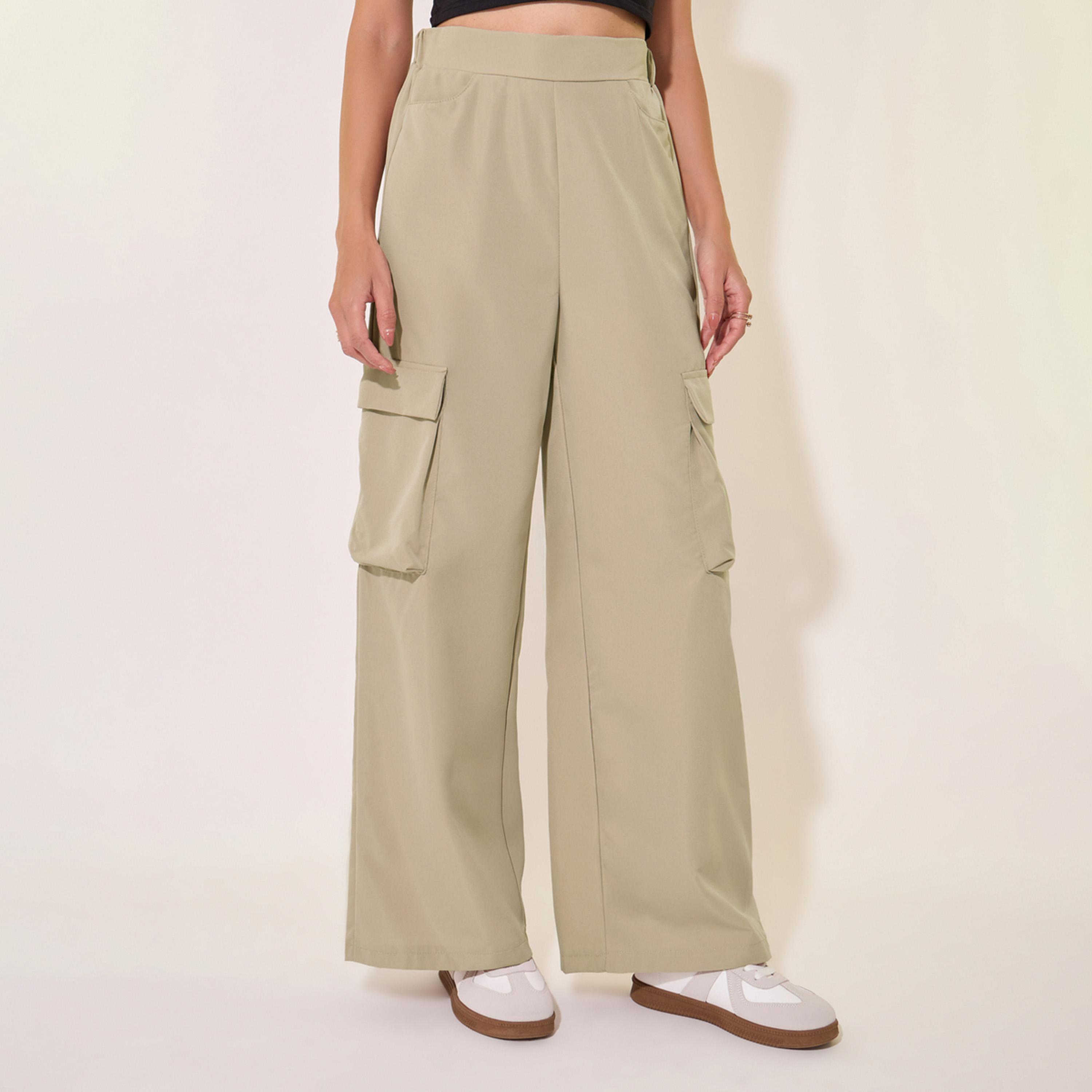 Take Two Solid Mid-Rise Wide Leg Cargo Pants-women-clothing-bottoms-trousers-image-2