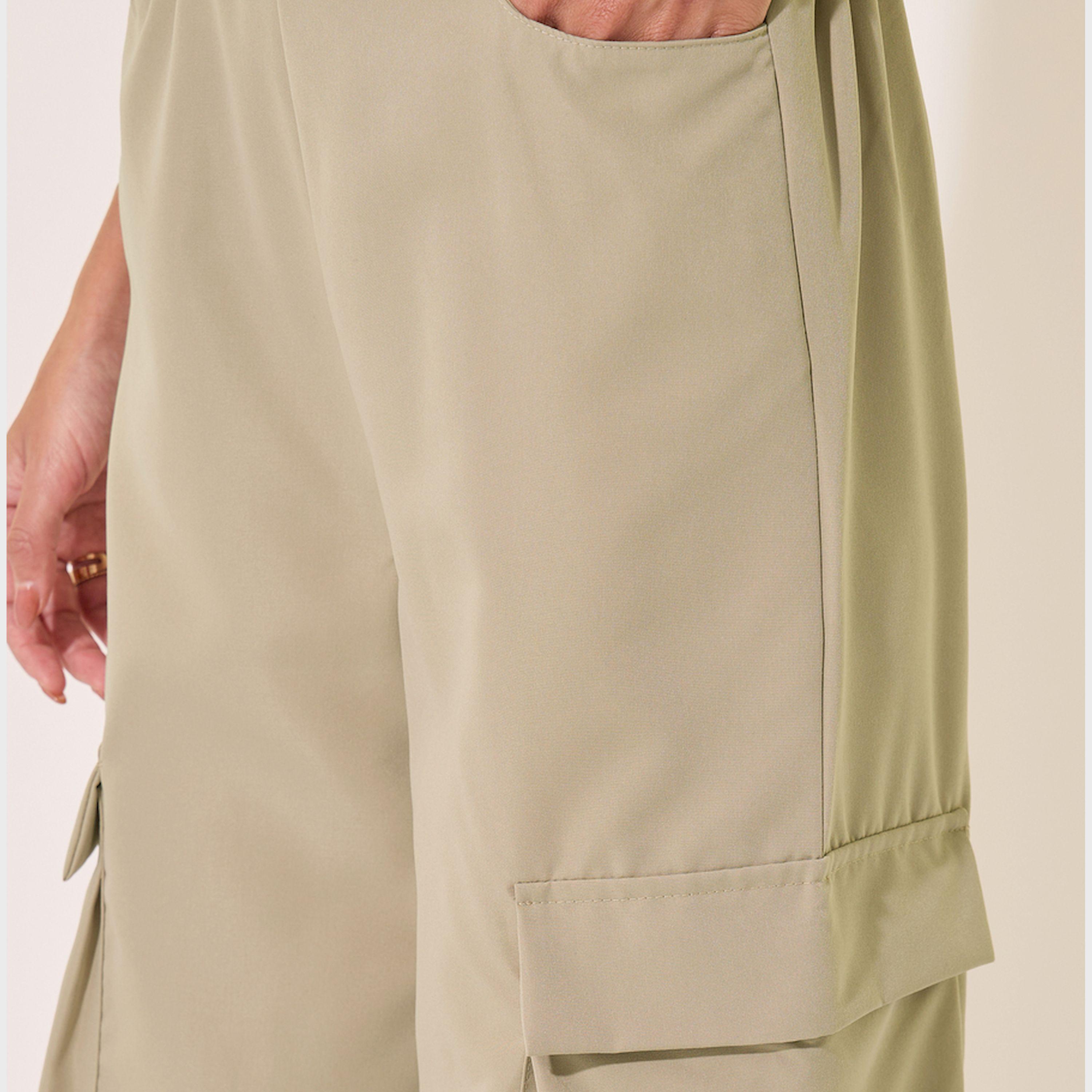 Take Two Solid Mid-Rise Wide Leg Cargo Pants-women-clothing-bottoms-trousers-image-3