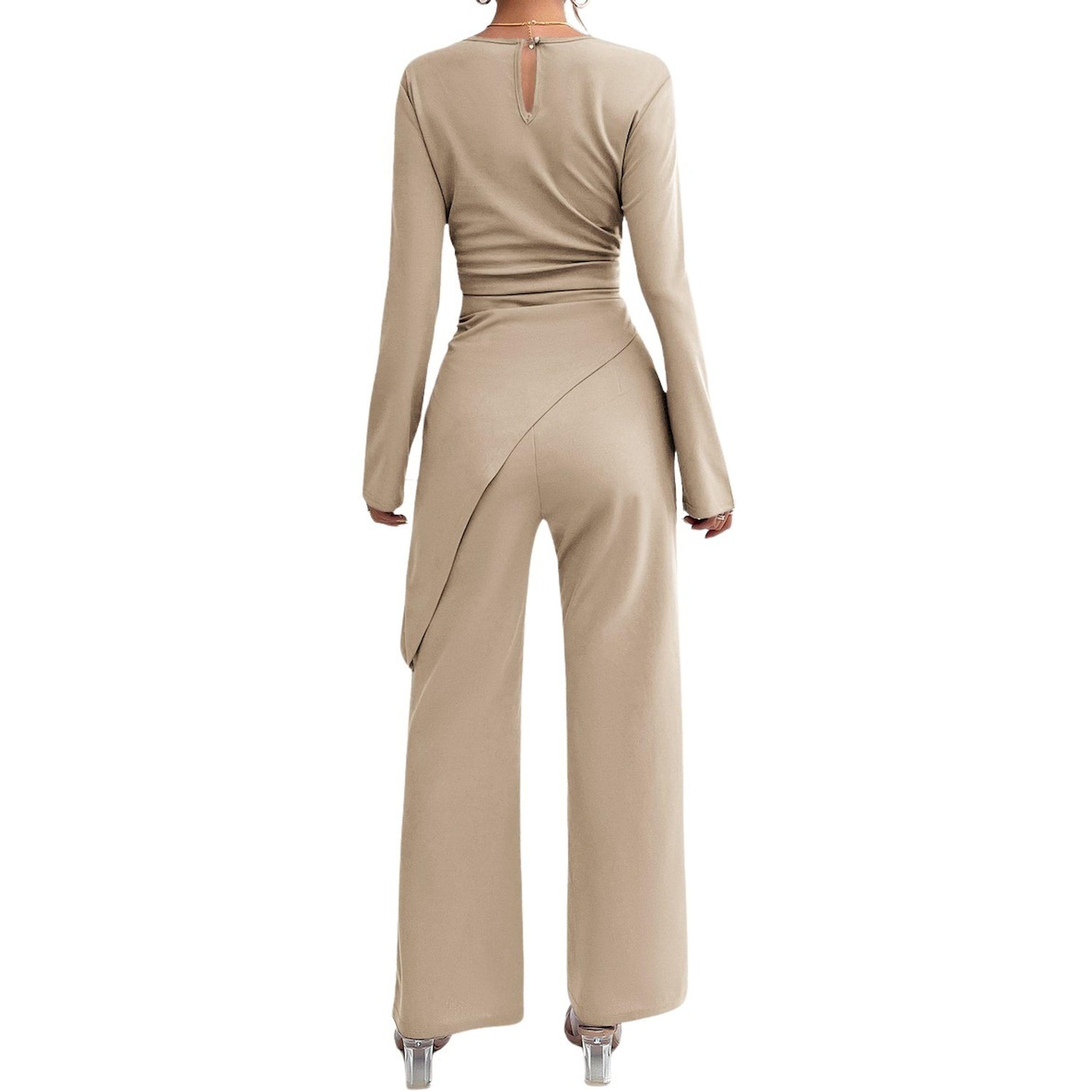 Take Two Solid Asymmetric Hem Long Sleeve Top and Straight Leg Pants Set-women-clothing-coordsets-image-2