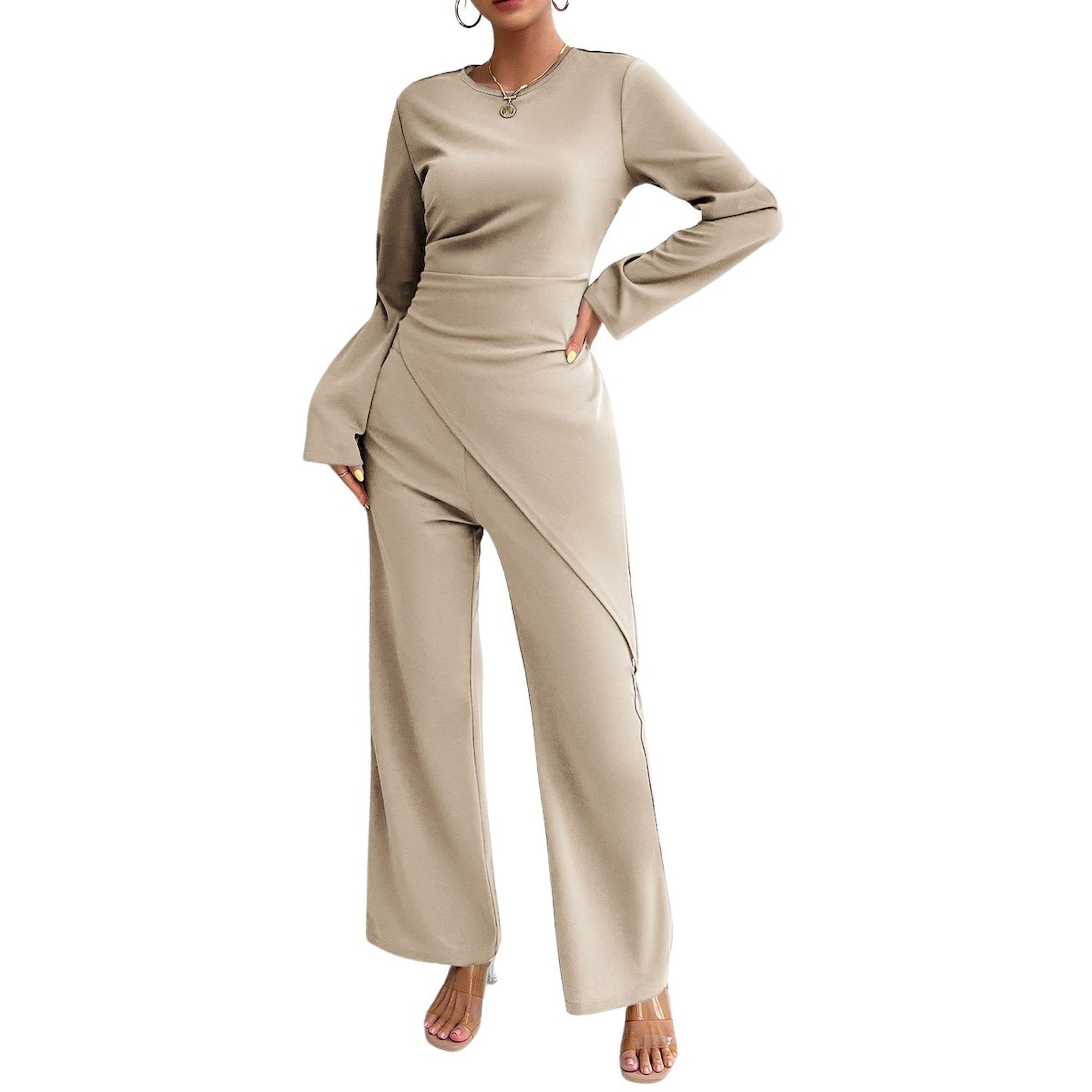 Take Two Solid Asymmetric Hem Long Sleeve Top and Straight Leg Pants Set-women-clothing-coordsets-image-5