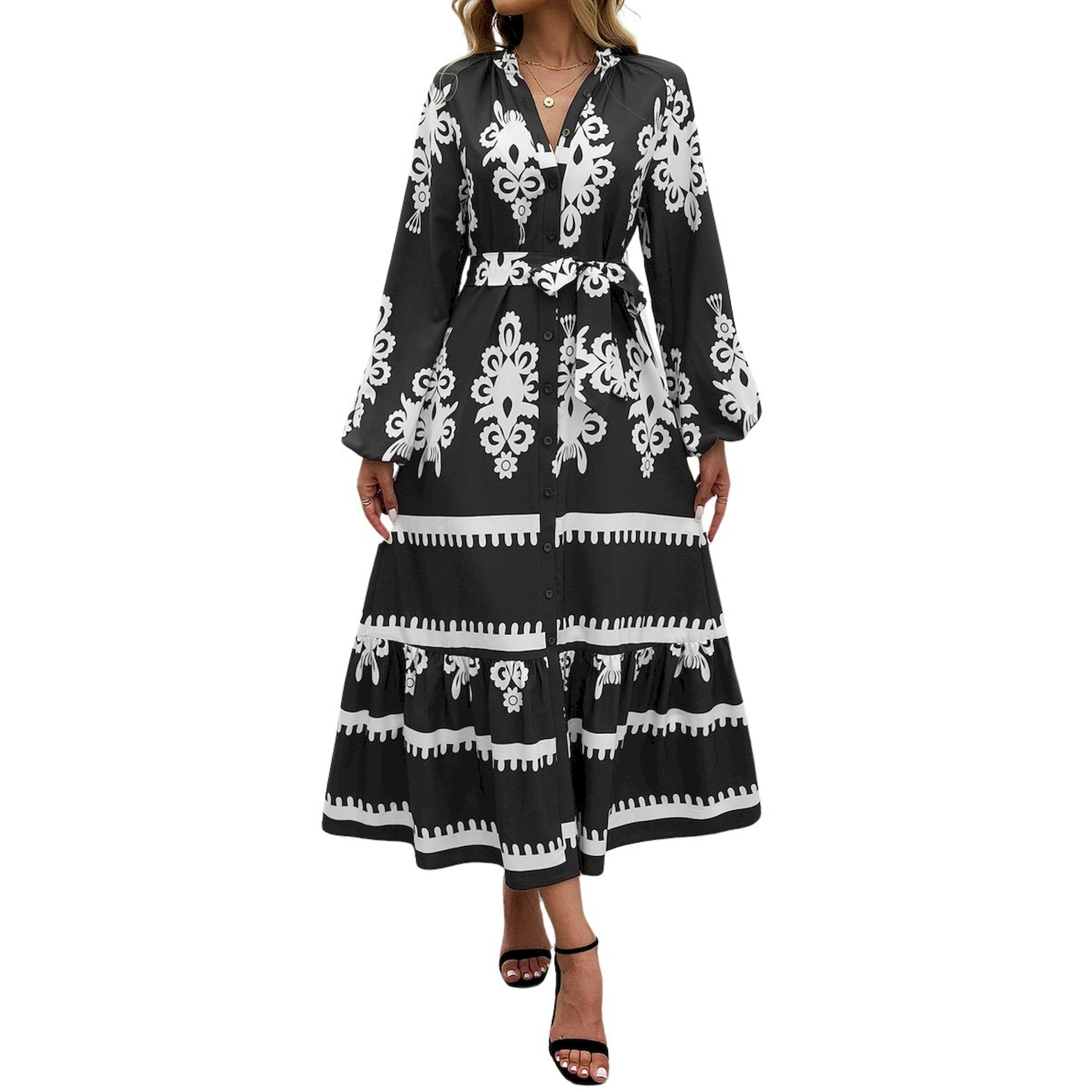 Take Two Allover Printed Long Sleeve Midi Dress With Tie-women-clothing-dresses-image-1