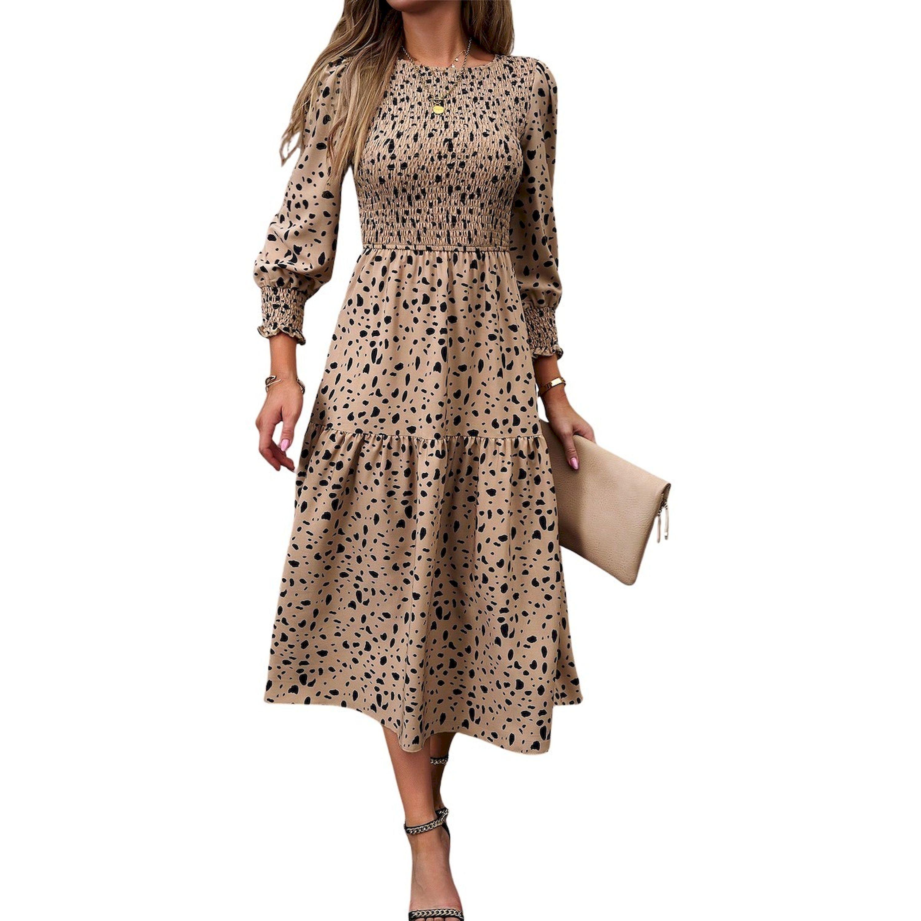 Take Two Allover Print Smocking Detail Long Sleeve Midi Dress-women-clothing-dresses-image-2