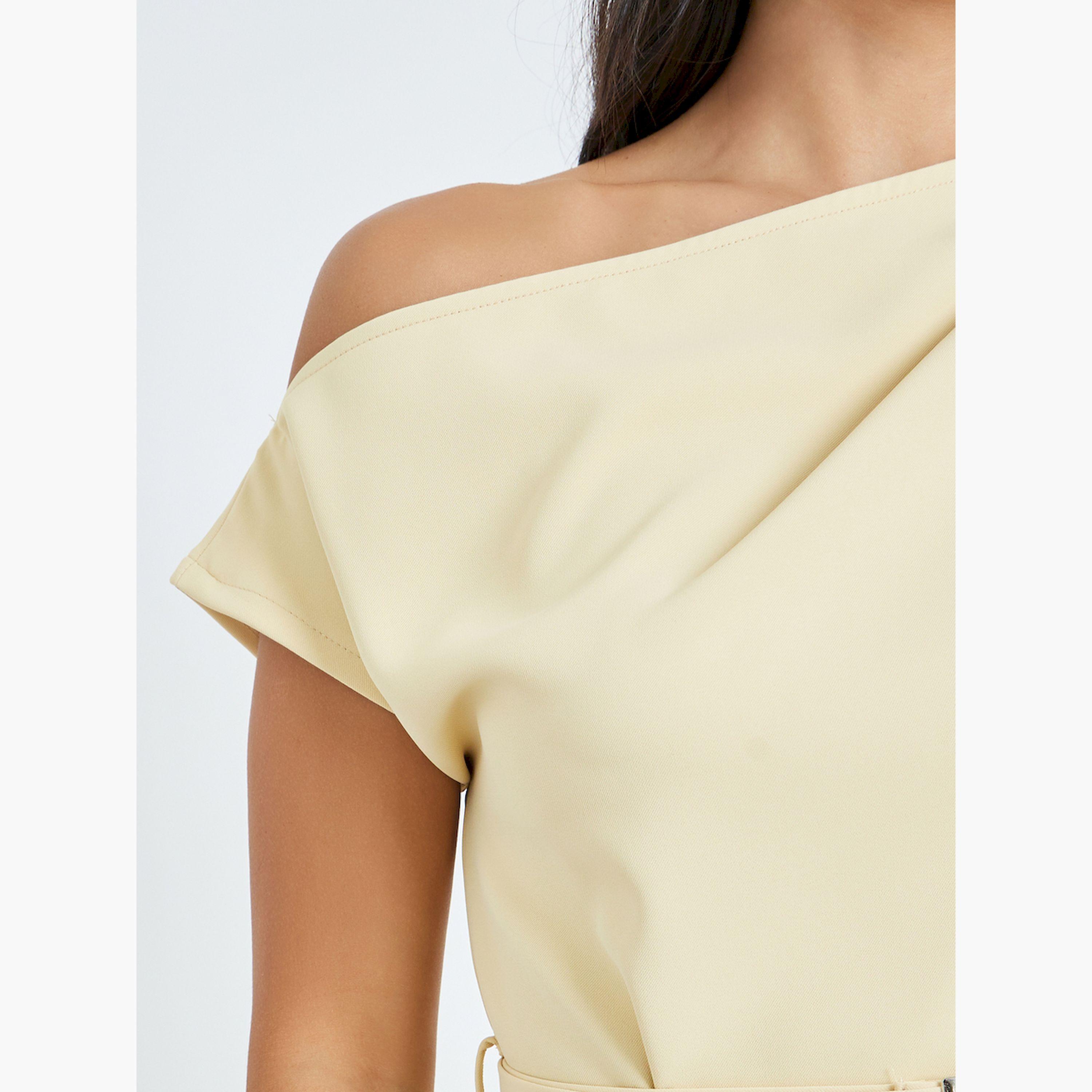 Styli Yellow One-Shoulder Blouse with Belt Detail-women-clothing-shirtsandblouses-blouses-image-5